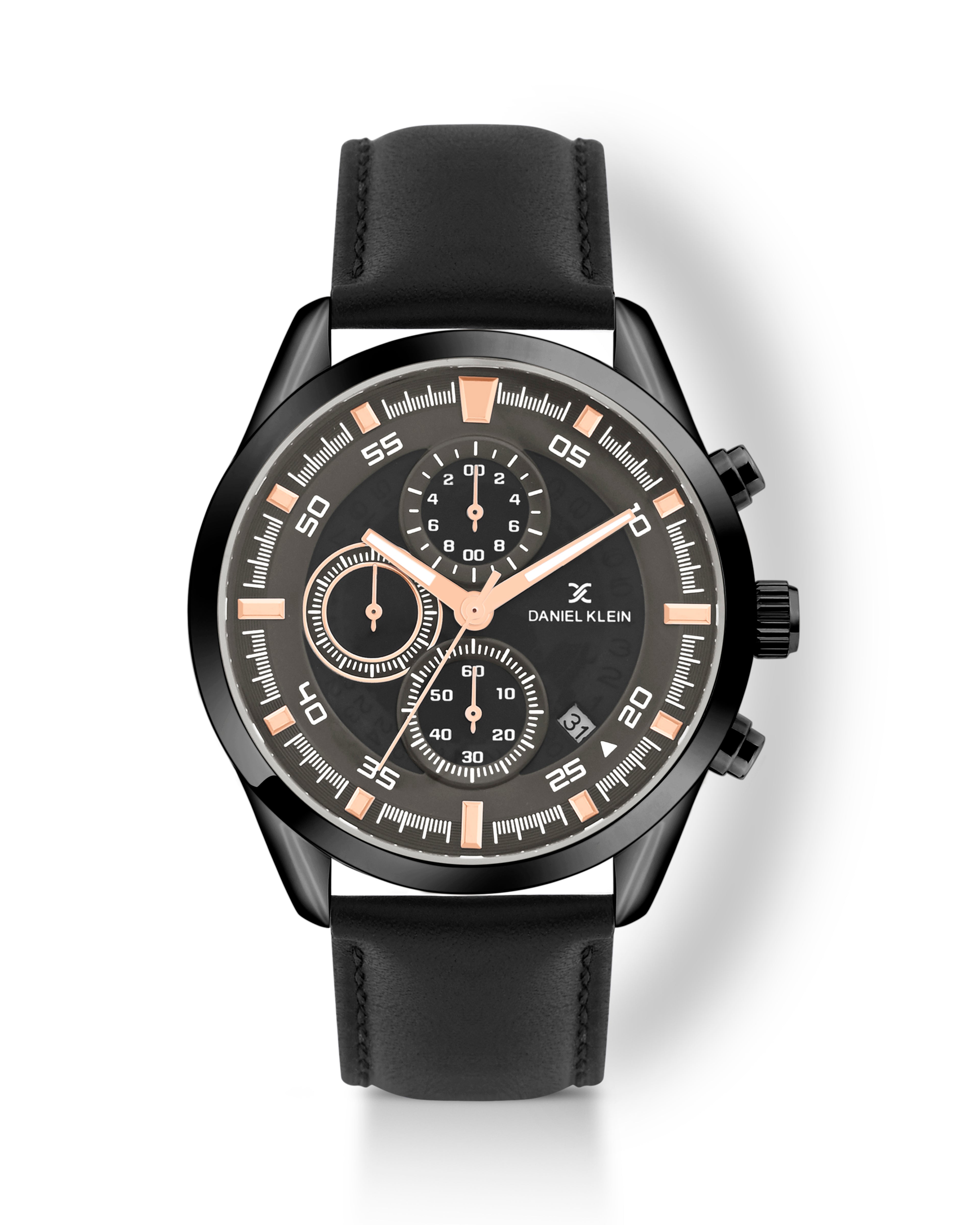 Grey Dial with leather strap watch for men - DK.1.14291-3