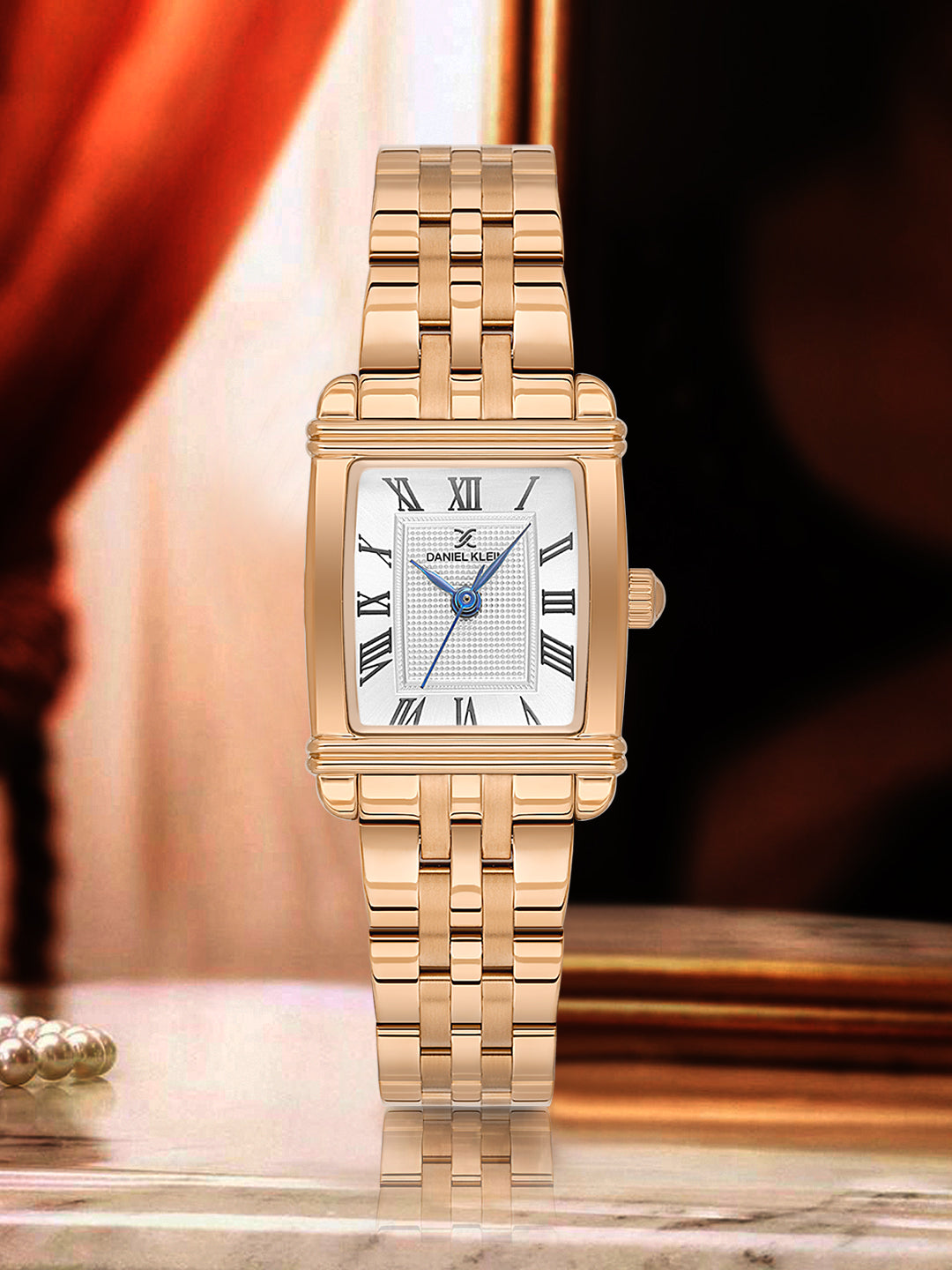 Daniel Klein Silver Dial Pink Rose Gold Strap Women’s Analog Watch DK.1.14115-5