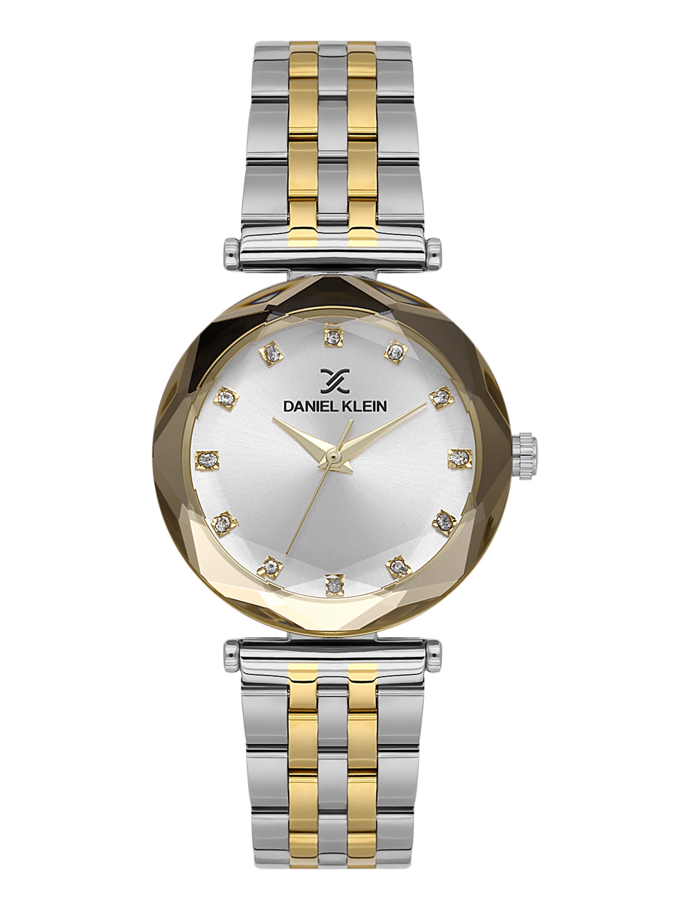 Daniel Klein Analog Silver Round Dial Silver and Gold/Gold Case Silver and Gold Strap Quartz Water-Resistant Wrist Watch for Women Girls, Ladies DK.6.14189-4