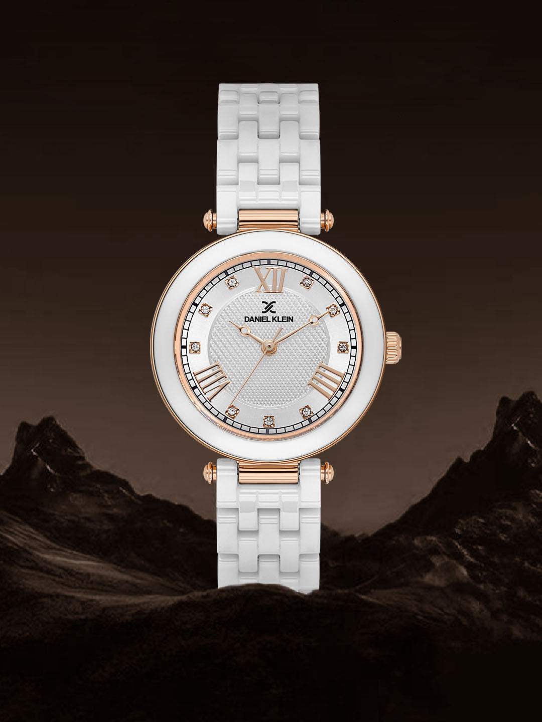 Daniel Klein Silver Dial White Strap Women’s Analog Watch DK.1.14282-1