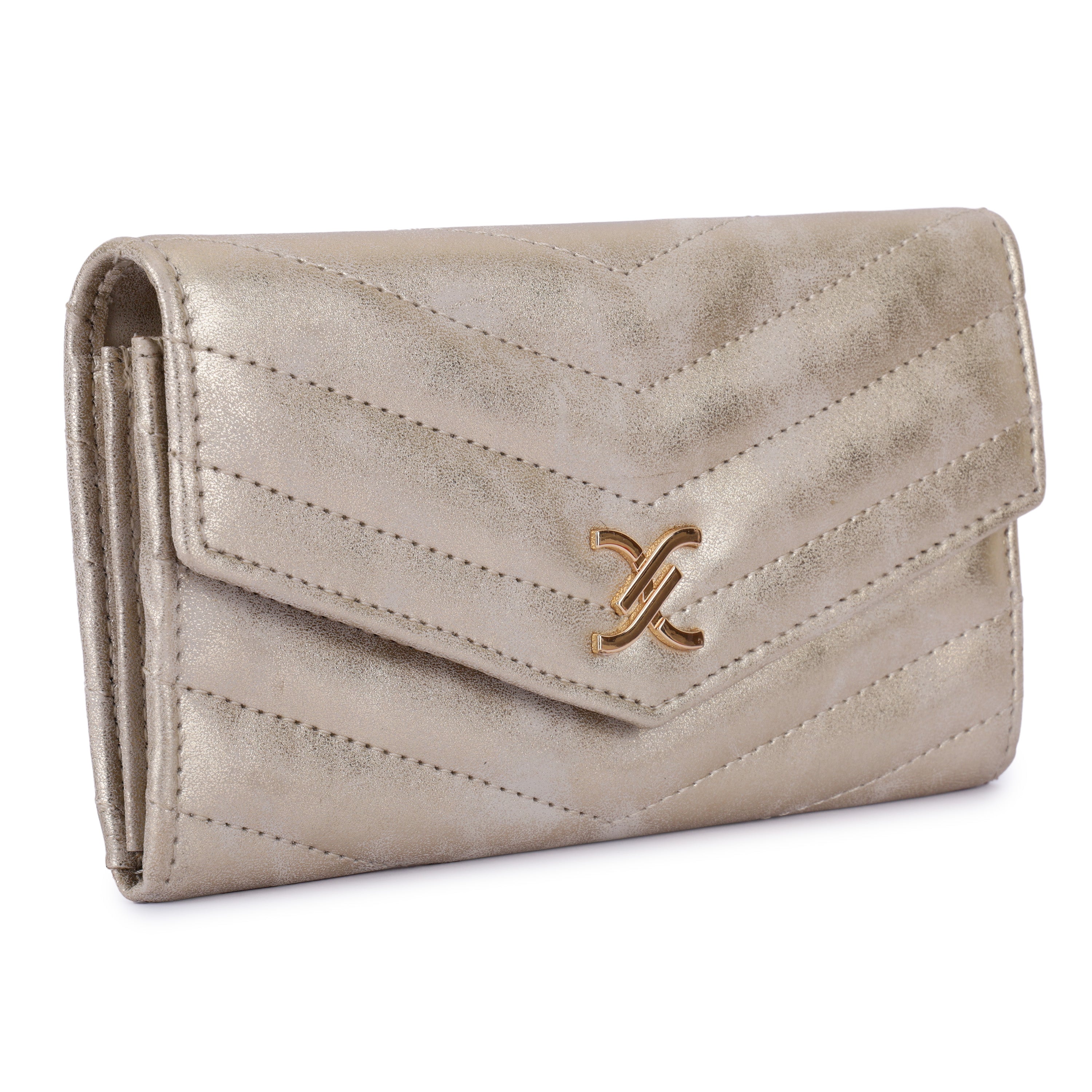 Daniel Klein Women’s Metallic Chevron Wallet – Matt Gold