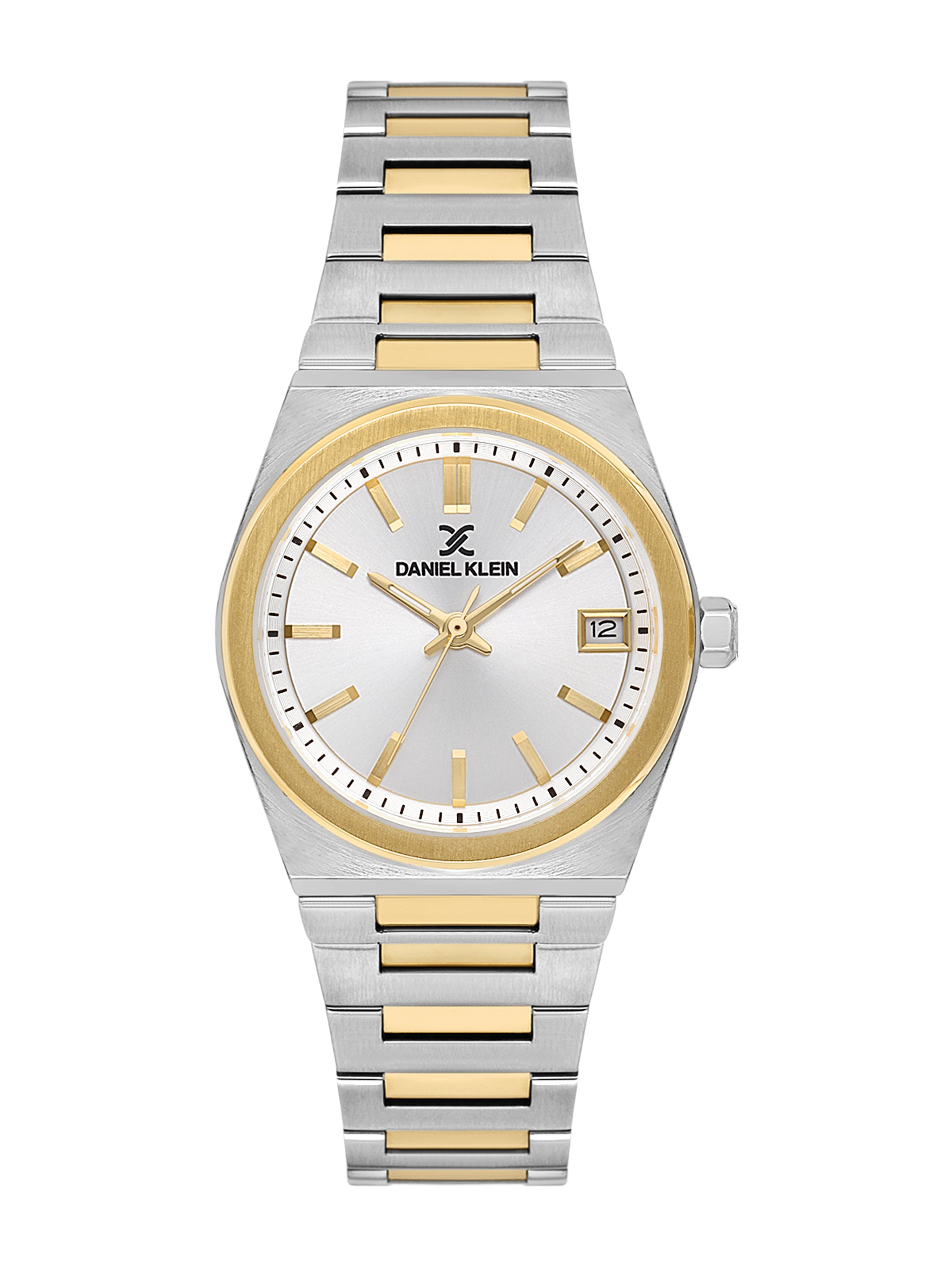 Daniel Klein Analog Silver Round Dial Silver and Gold Case Silver and Gold Strap Quartz Water-Resistant Wrist Watch for Women Girls, Ladies DK.1.14177-5