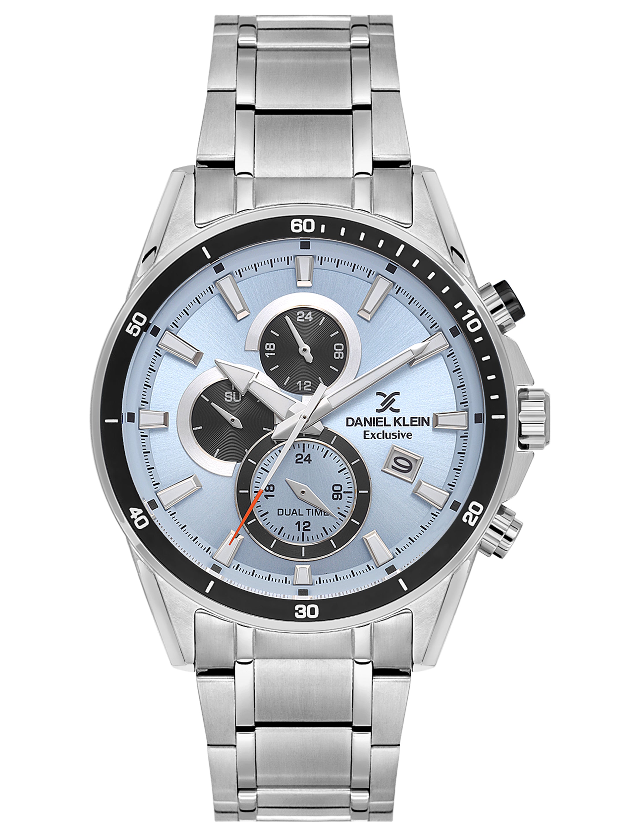 Daniel Klein Analog Blue Round Dial Silver Case Silver Strap Quartz Water-Resistant Wrist Watch for Men Boys DK.1.14247-5