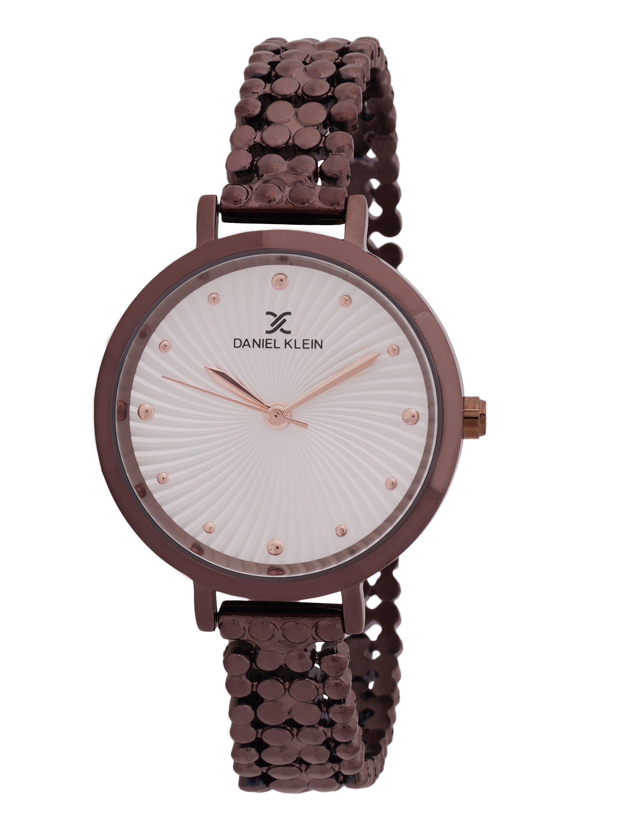 "Daniel Klein Women’s Brown Bracelet Watch – Elegant Silver Dial, Classic Design "