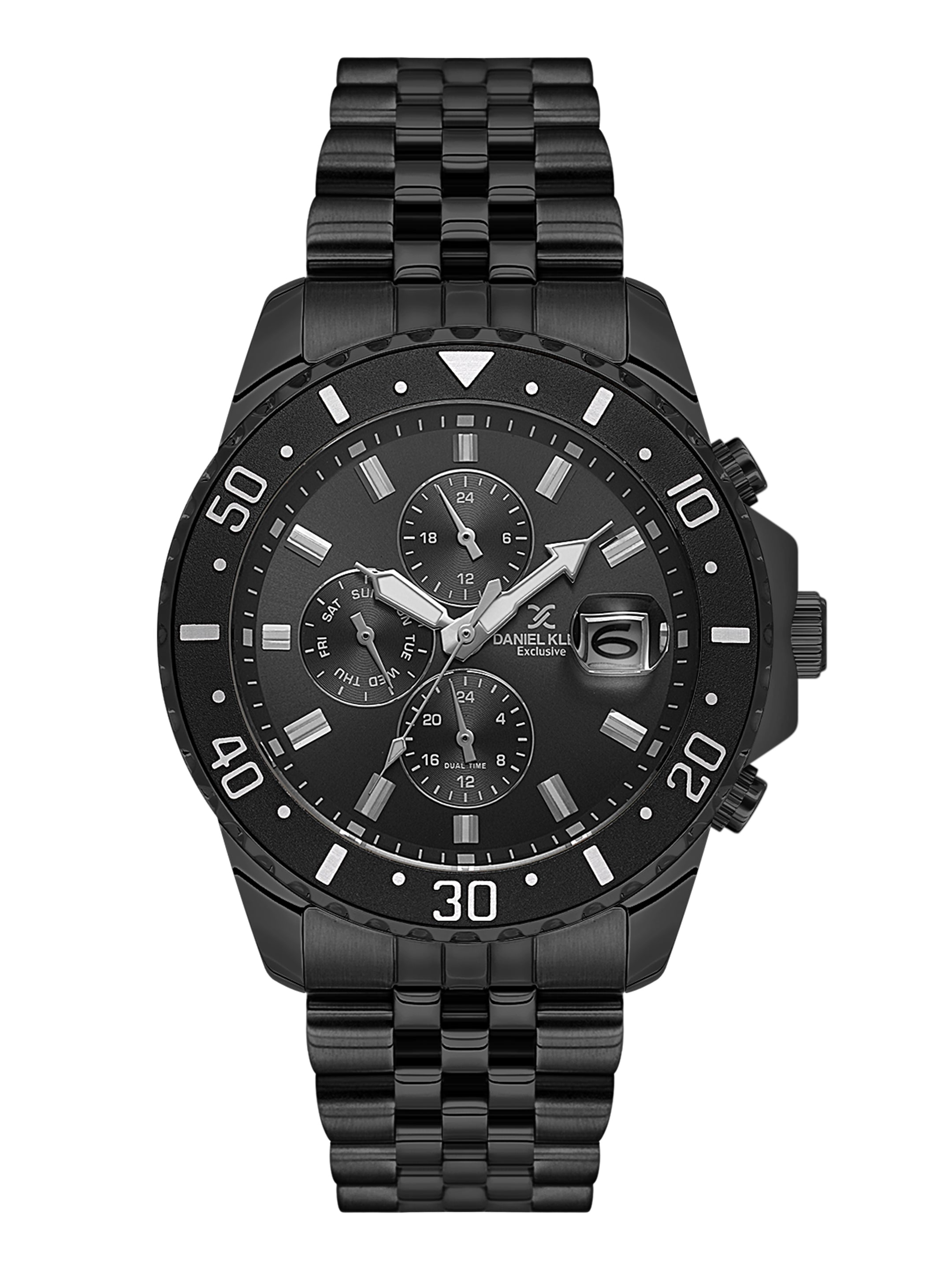 Daniel Klein Analog Black Round Dial Black Case Black Strap Quartz Water-Resistant Wrist Watch for Men Boys DK.1.14243-5