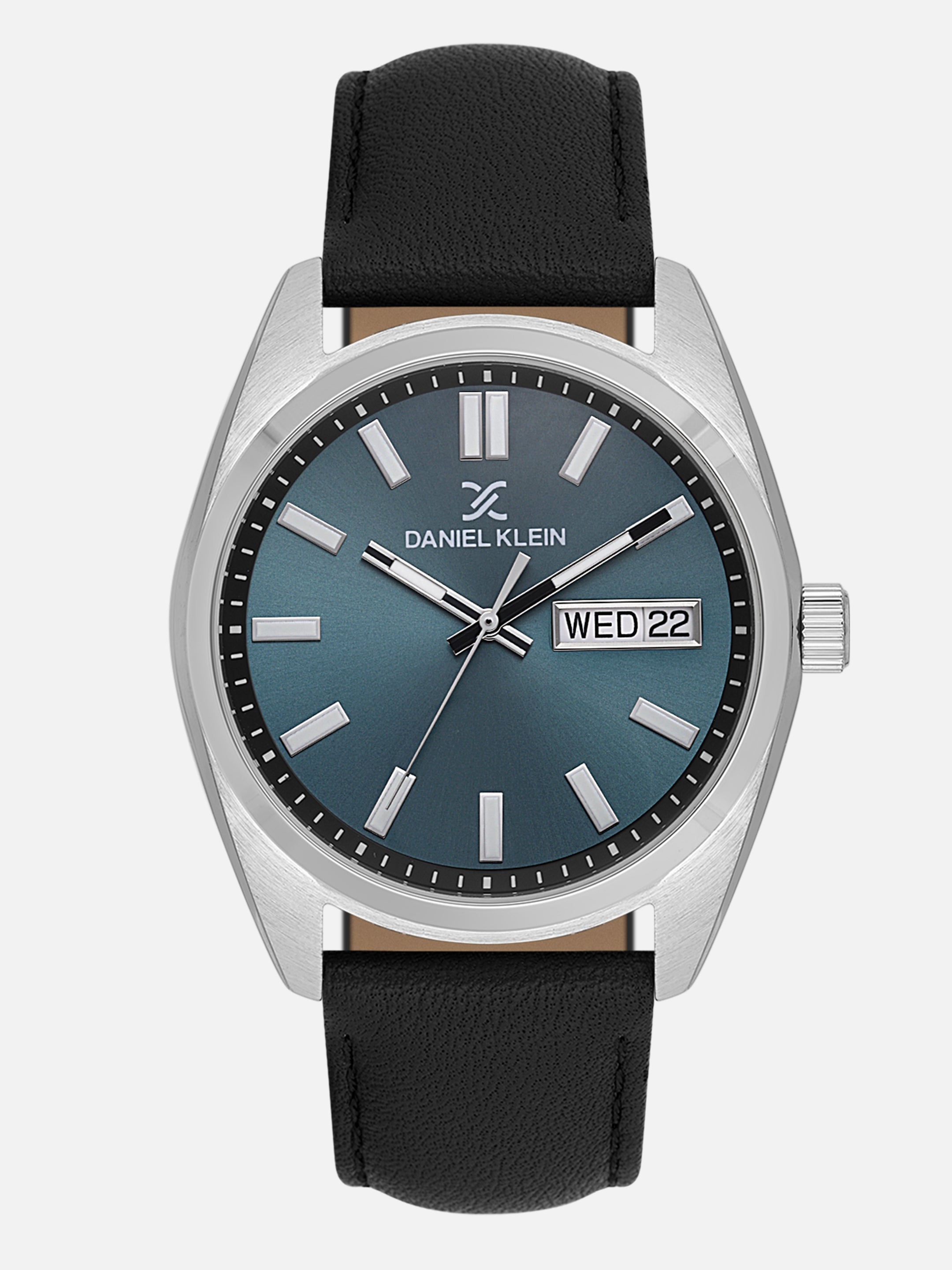 Daniel Klein Analog Green Round Dial Silver Case Black Strap Quartz Water-Resistant Wrist Watch for Men Boys DK.1.14196-4