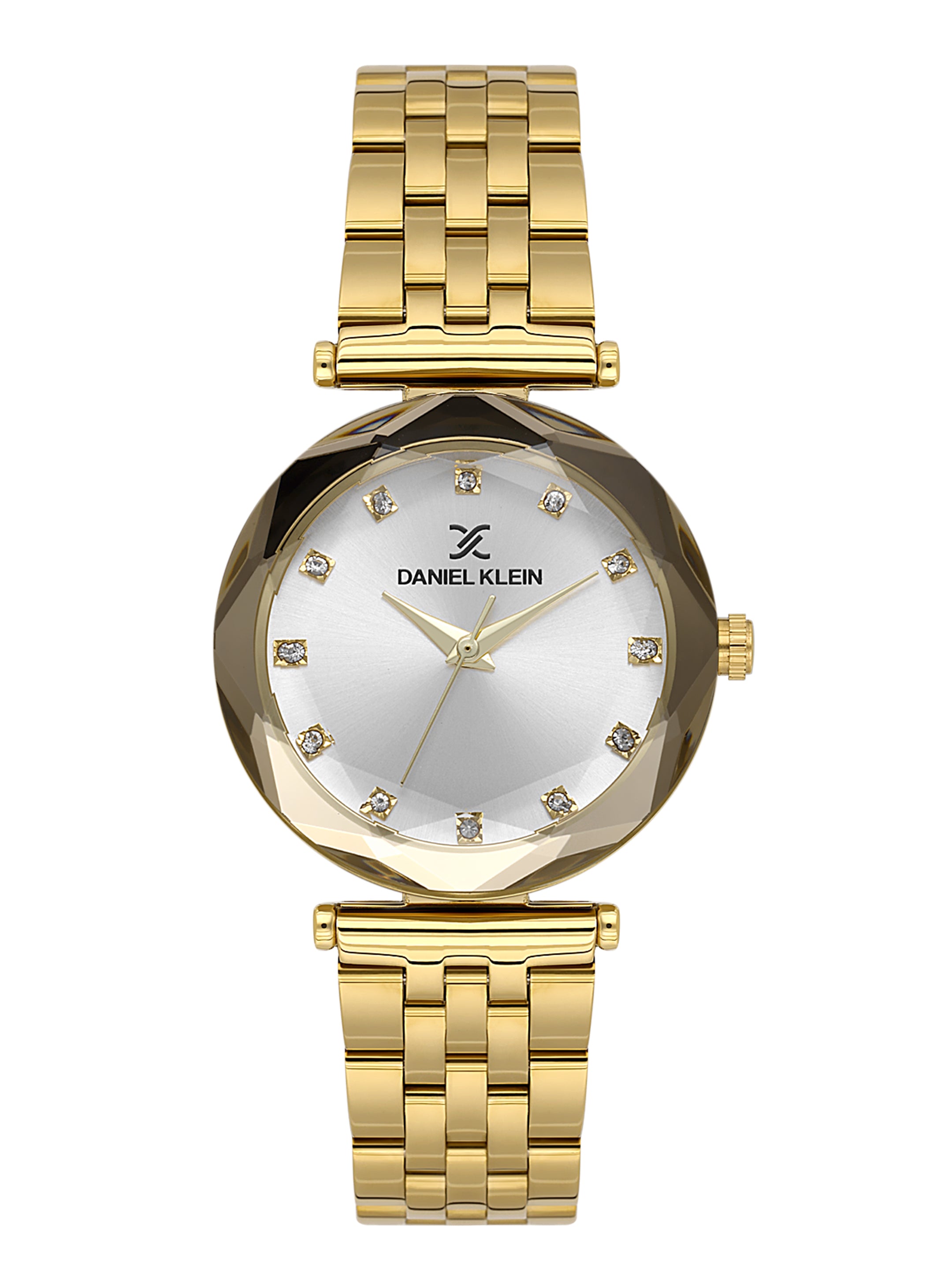 Daniel Klein Analog Silver Round Dial Gold/Gold Case Gold Strap Quartz Water-Resistant Wrist Watch for Women Girls, Ladies DK.6.14189-2