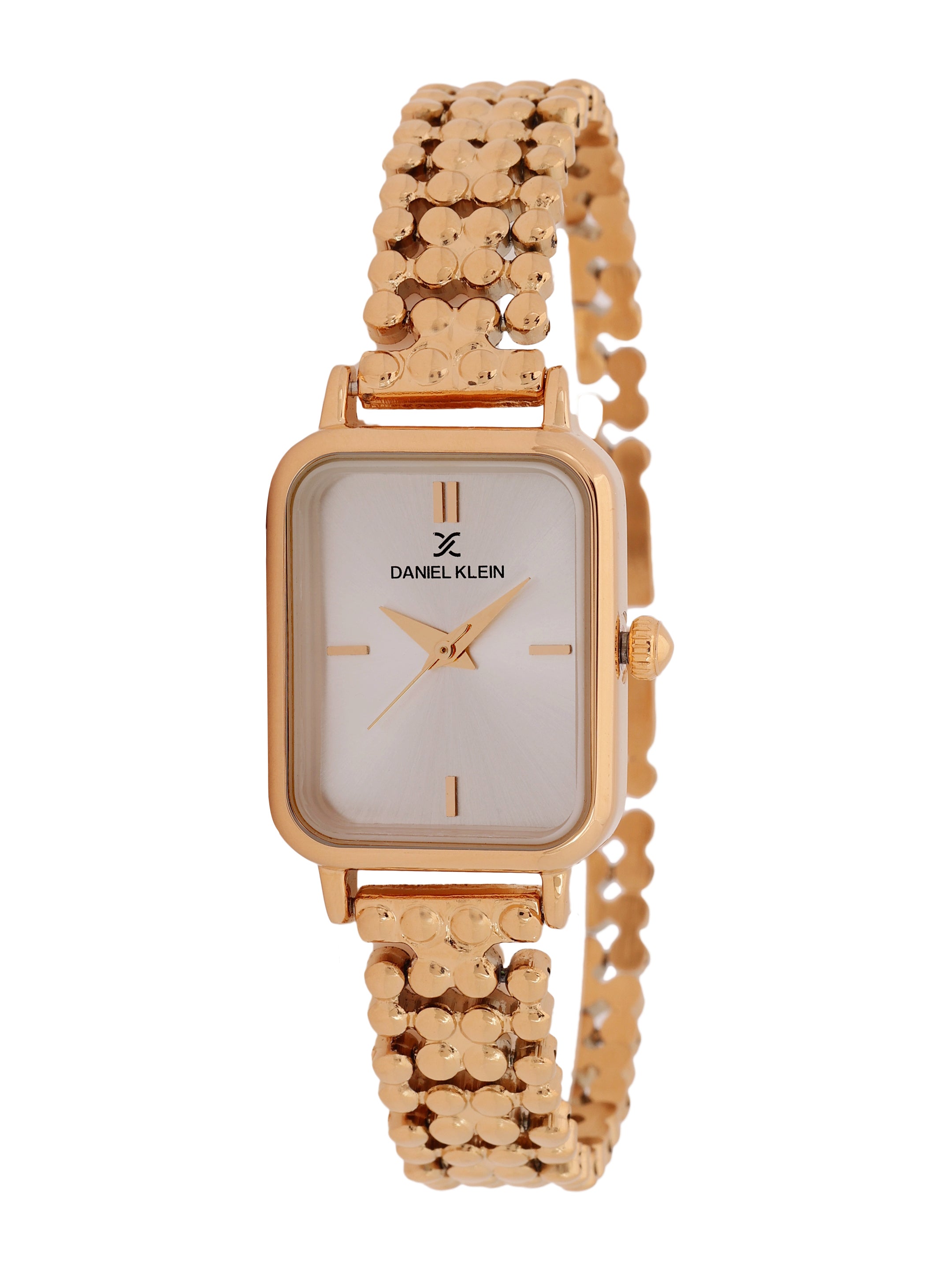 "Daniel Klein Women’s Rose Gold Bracelet Watch – Elegant Silver Dial, Premium Style "
