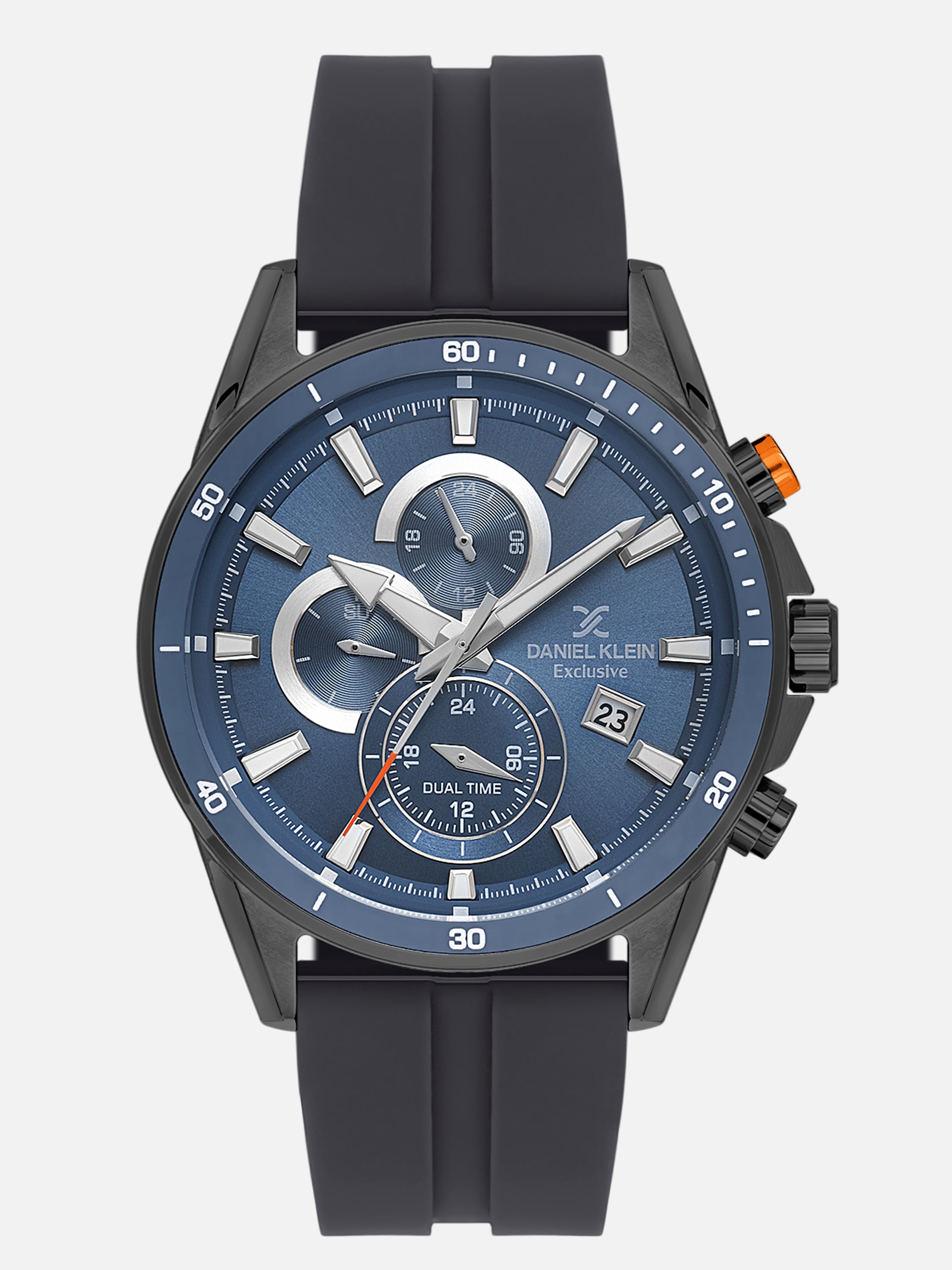 Daniel Klein Analog Blue Round Dial Gunmetalmetal Case Cool Grey 11C Strap Quartz Water-Resistant Wrist Watch for Men Boys DK.1.14246-4