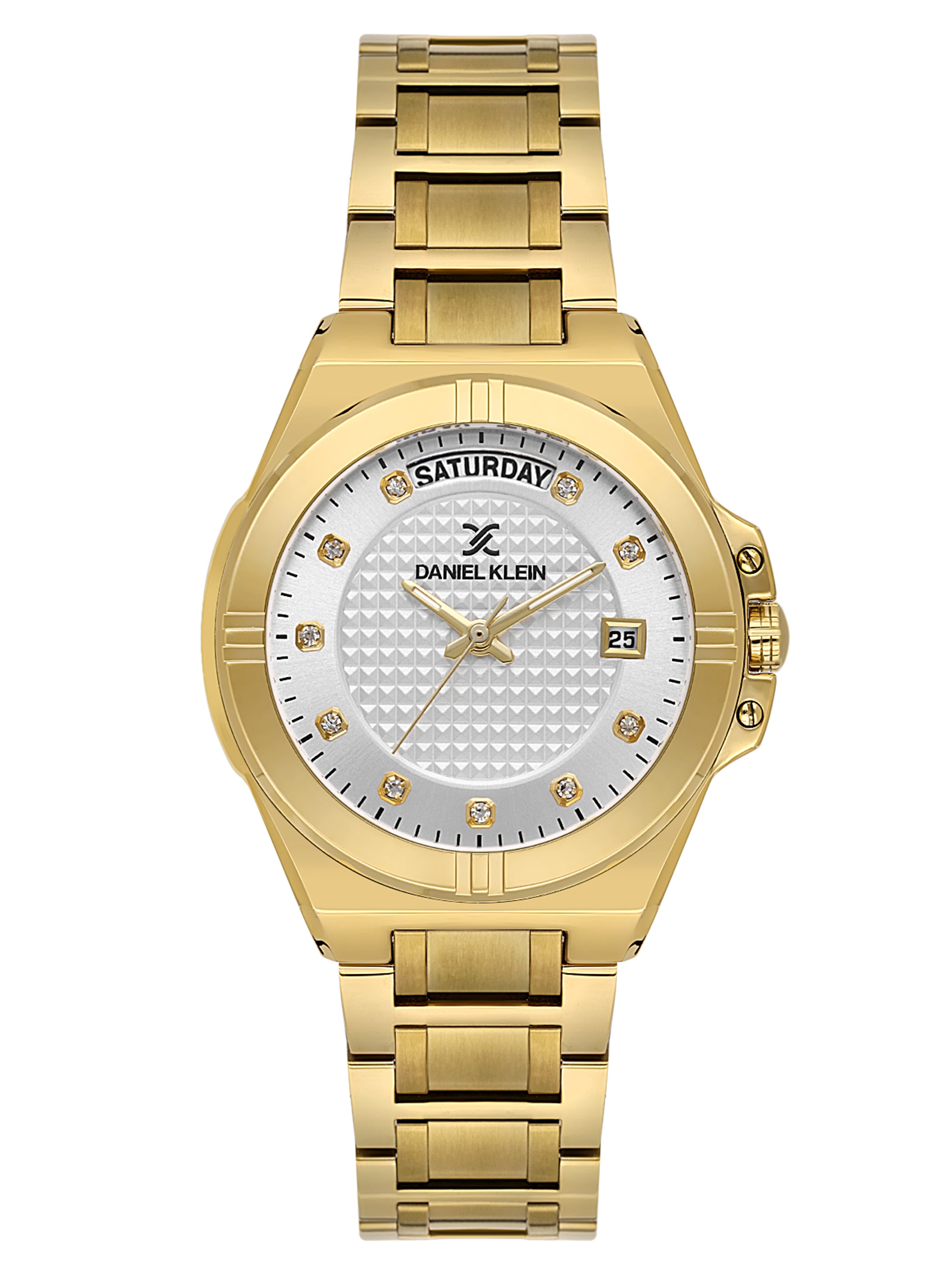 Daniel Klein Analog Silver Round Dial Gold Case Gold Strap Quartz Water-Resistant Wrist Watch for Women Girls, Ladies DK.1.14176-2