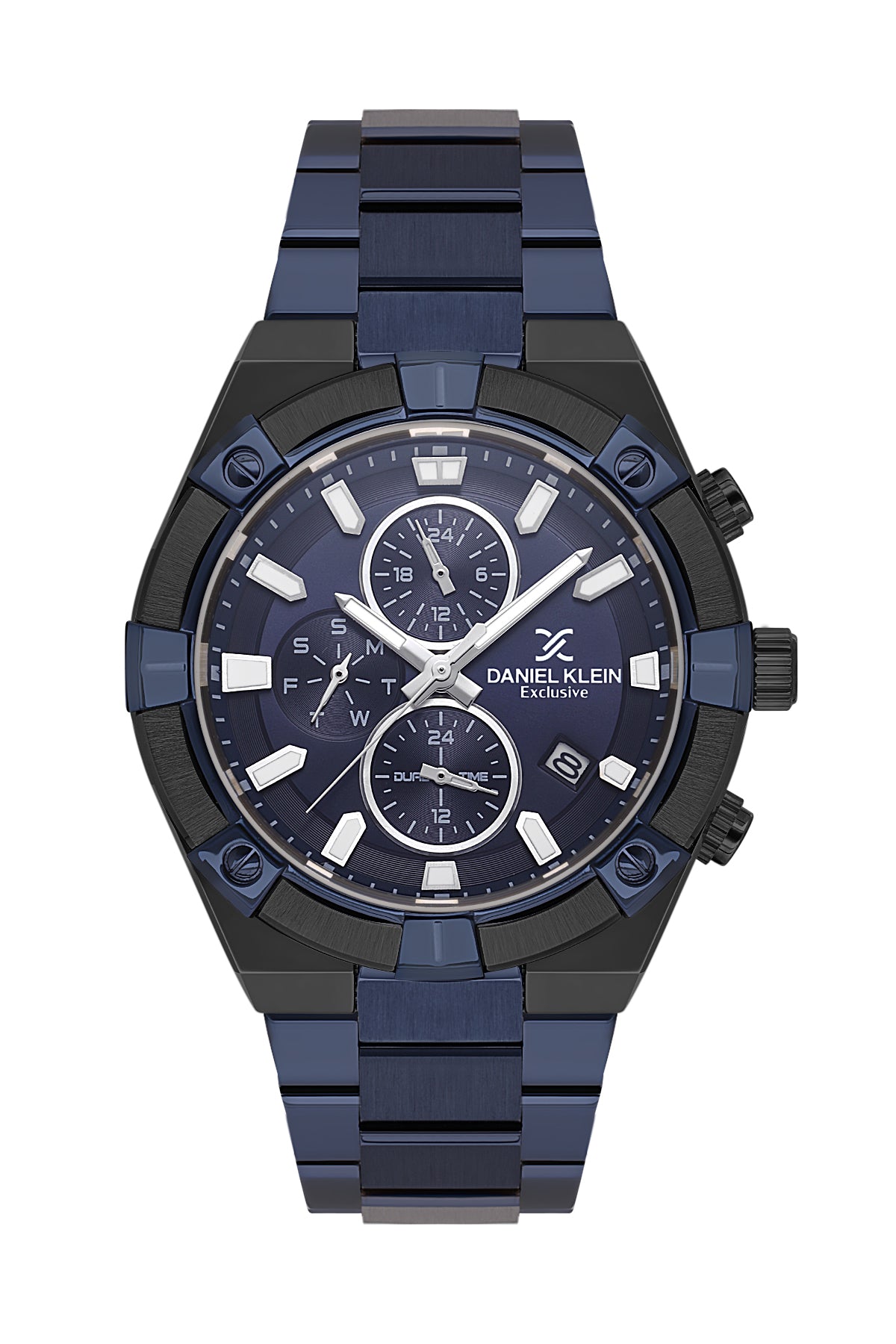 Daniel Klein Analog Blue Round Dial Black Case Blue Strap Quartz Water-Resistant Wrist Watch for Men Boys DK.1.14242-5