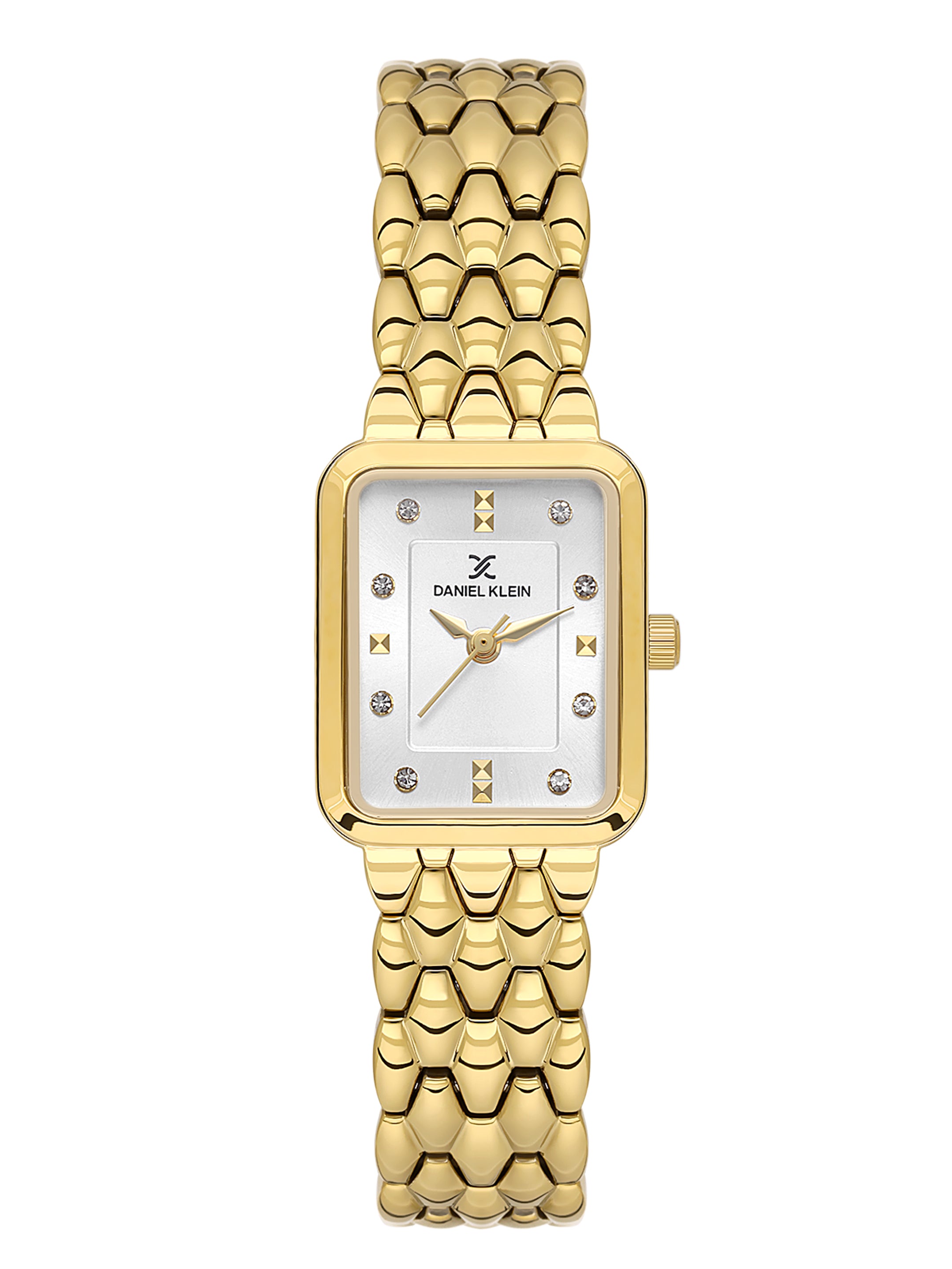 Daniel Klein Analog Silver Round Dial Gold Case Gold Strap Quartz Water-Resistant Wrist Watch for Women Girls, Ladies DK.1.14158-2