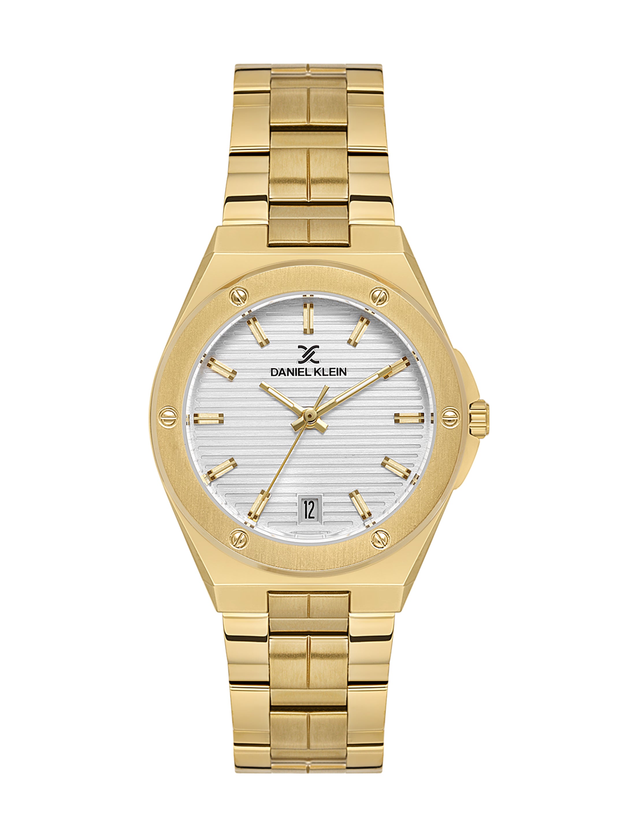 Daniel Klein Analog Silver Round Dial Gold Case Gold Strap Quartz Water-Resistant Wrist Watch for Women Girls, Ladies DK.1.14171-3