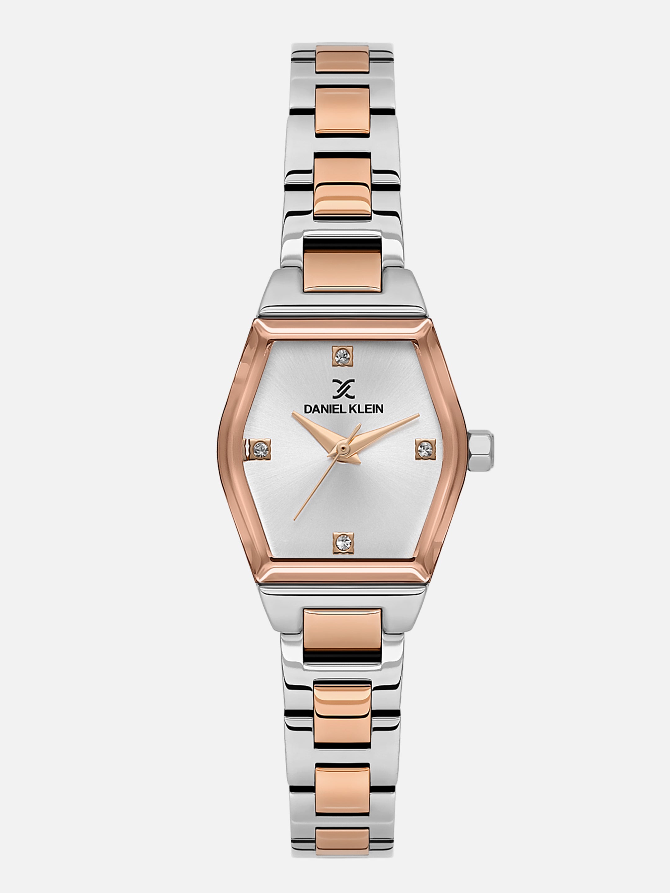 Daniel Klein Analog Silver Round Dial Silver/Rose Gold Case Silver and Rose Gold Strap Quartz Water-Resistant Wrist Watch for Women Girls, Ladies DK.6.14186-6