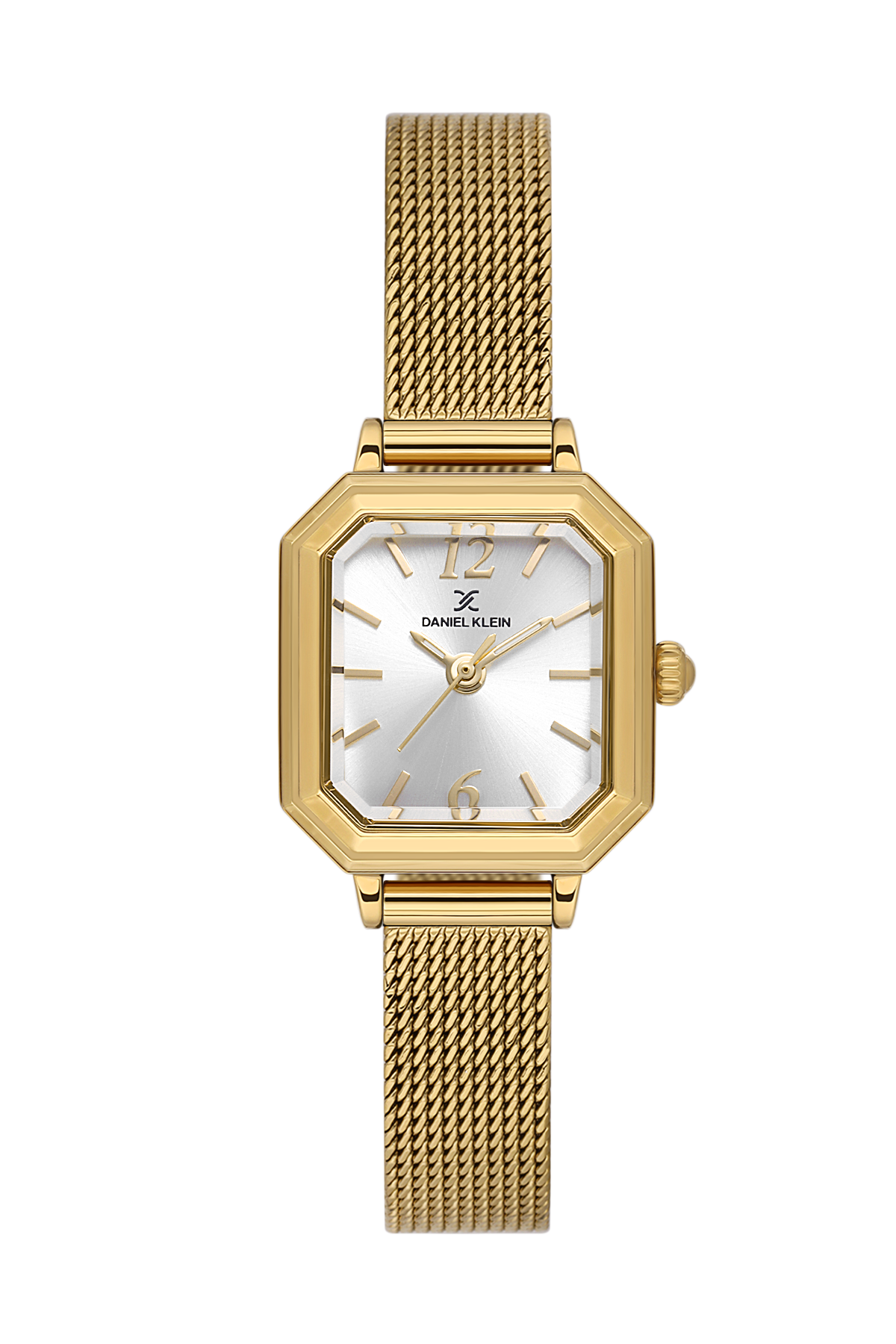 Daniel klein Premium Lady Silver Sunray Dial Gold Mesh Watch DK.1.13945-3
