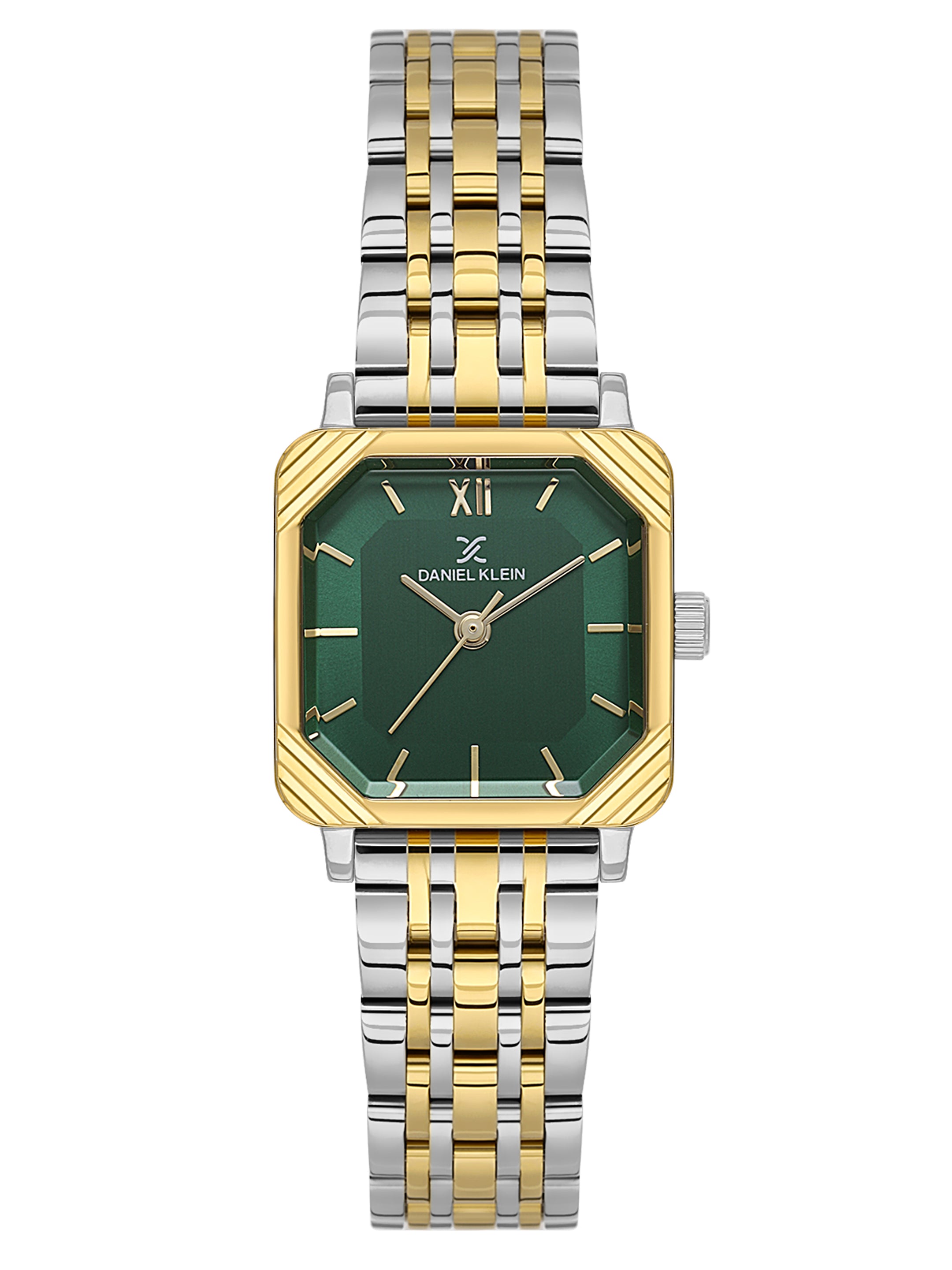 Daniel Klein Analog Dark Green Round Dial Silver and Gold Case Silver and Gold Strap Quartz Water-Resistant Wrist Watch for Women Girls, Ladies DK.1.14153-5