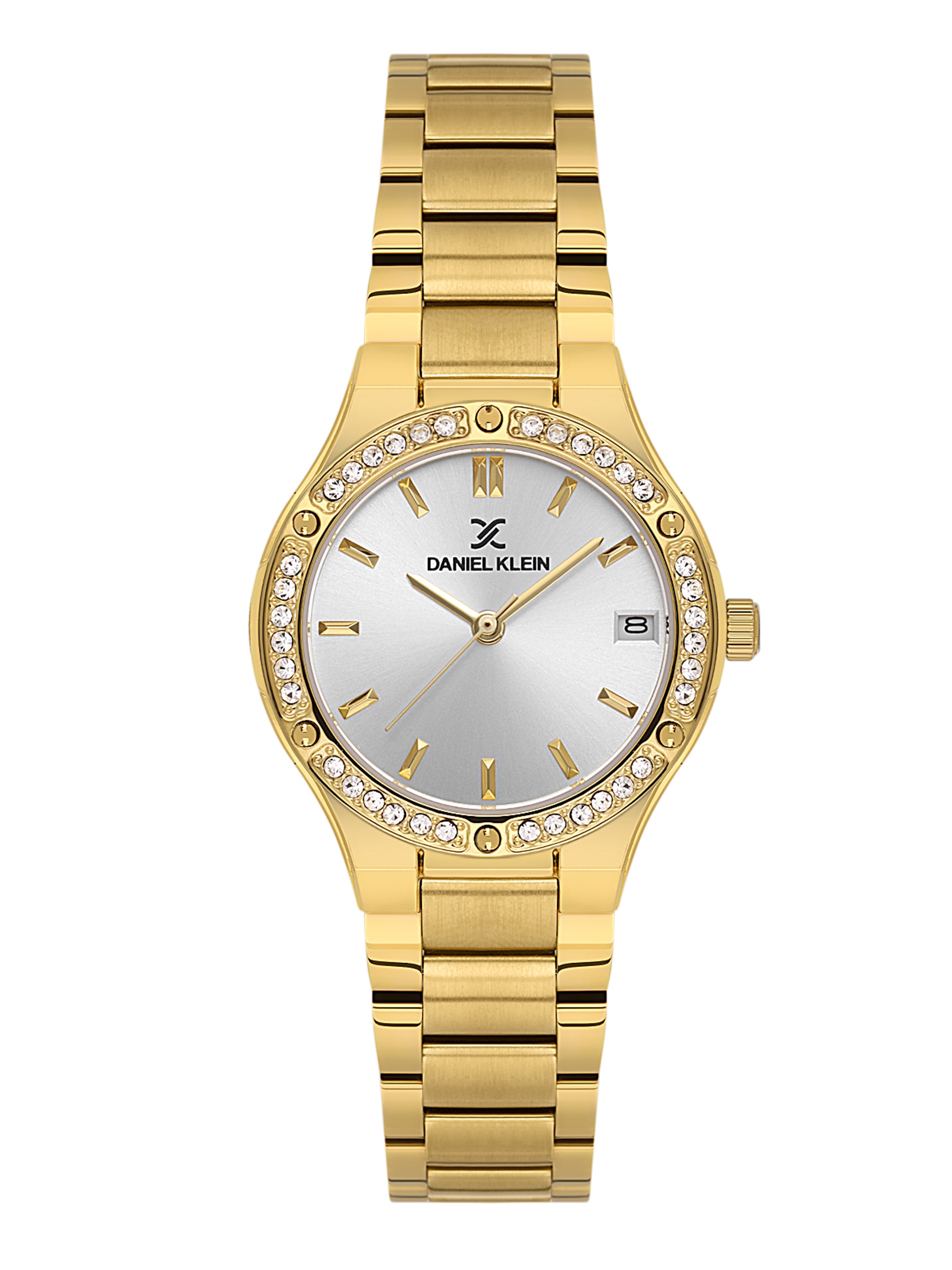 Daniel Klein Analog Silver Round Dial Gold Case Gold Strap Quartz Water-Resistant Wrist Watch for Women Girls, Ladies DK.1.14160-3