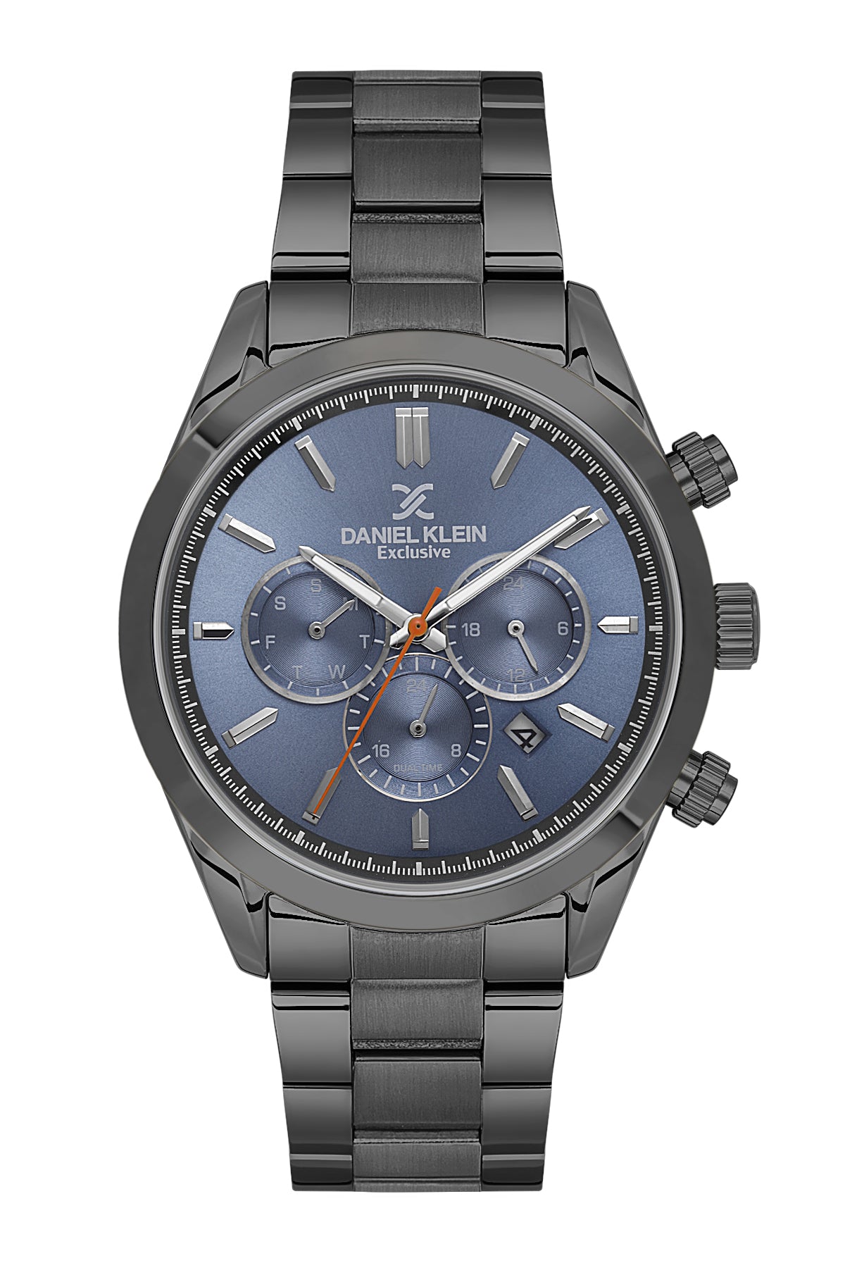 Daniel Klein Analog Blue Round Dial Gunmetalmetal Case Gunmetalmetal Strap Quartz Water-Resistant Wrist Watch for Men Boys DK.6.14259-5