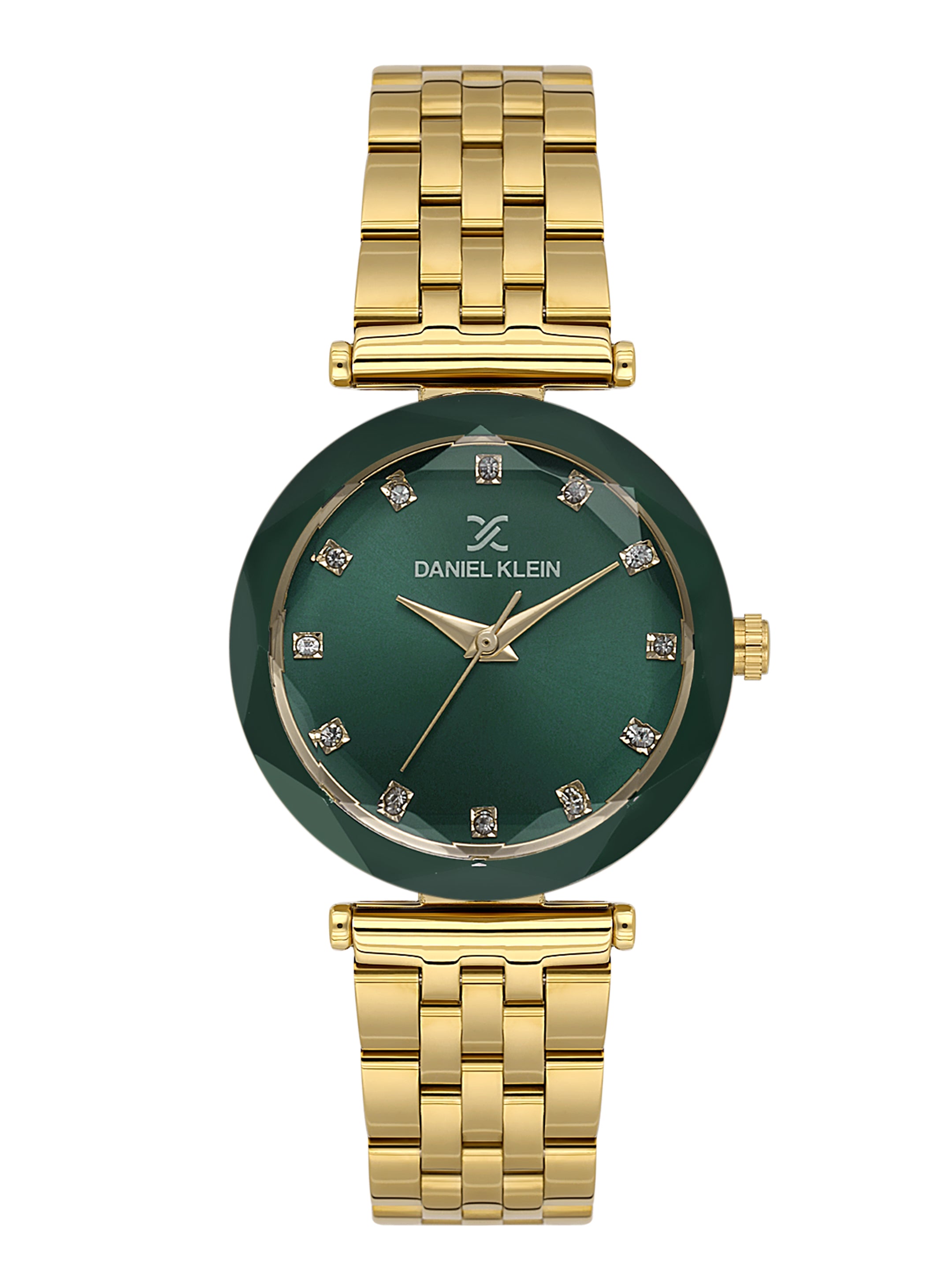Daniel Klein Analog Dark Green Round Dial Gold/Dark Green Case Gold Strap Quartz Water-Resistant Wrist Watch for Women Girls, Ladies DK.6.14189-3