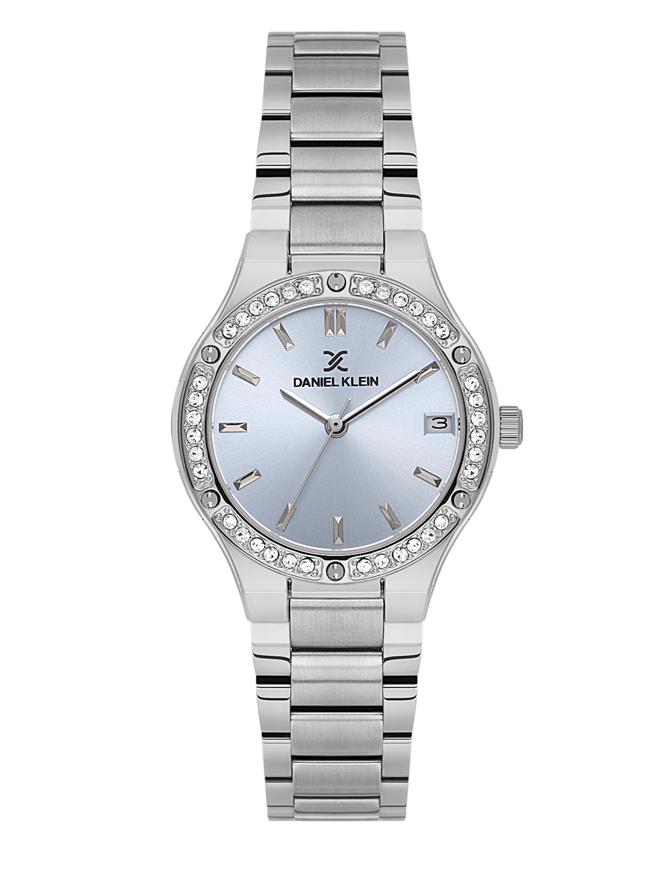Daniel Klein Analog Blue Round Dial Silver Case Silver Strap Quartz Water-Resistant Wrist Watch for Women Girls, Ladies DK.1.14160-2