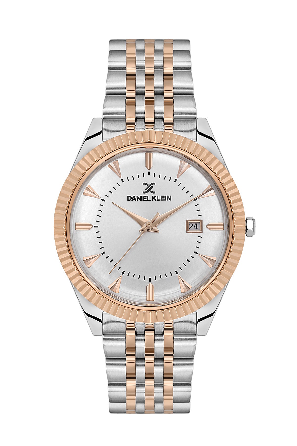 Daniel Klein Silver Dial Rose Gold Strap Men’s Analog Watch DK.1.14139-4