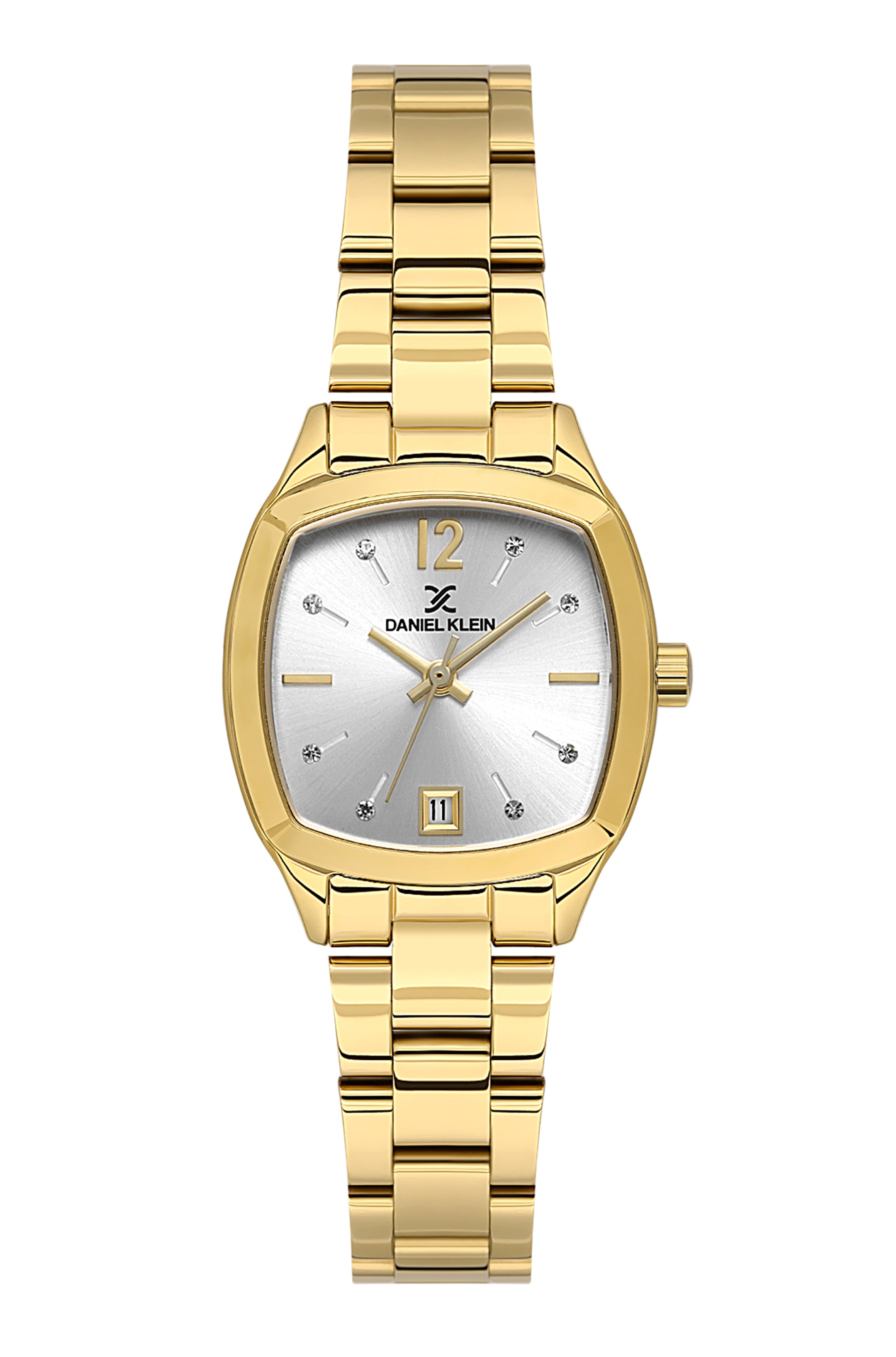 Daniel klein Premium Lady Gold IPG Case & Strap Silver Sunray Dial Watch DK.1.13912-4