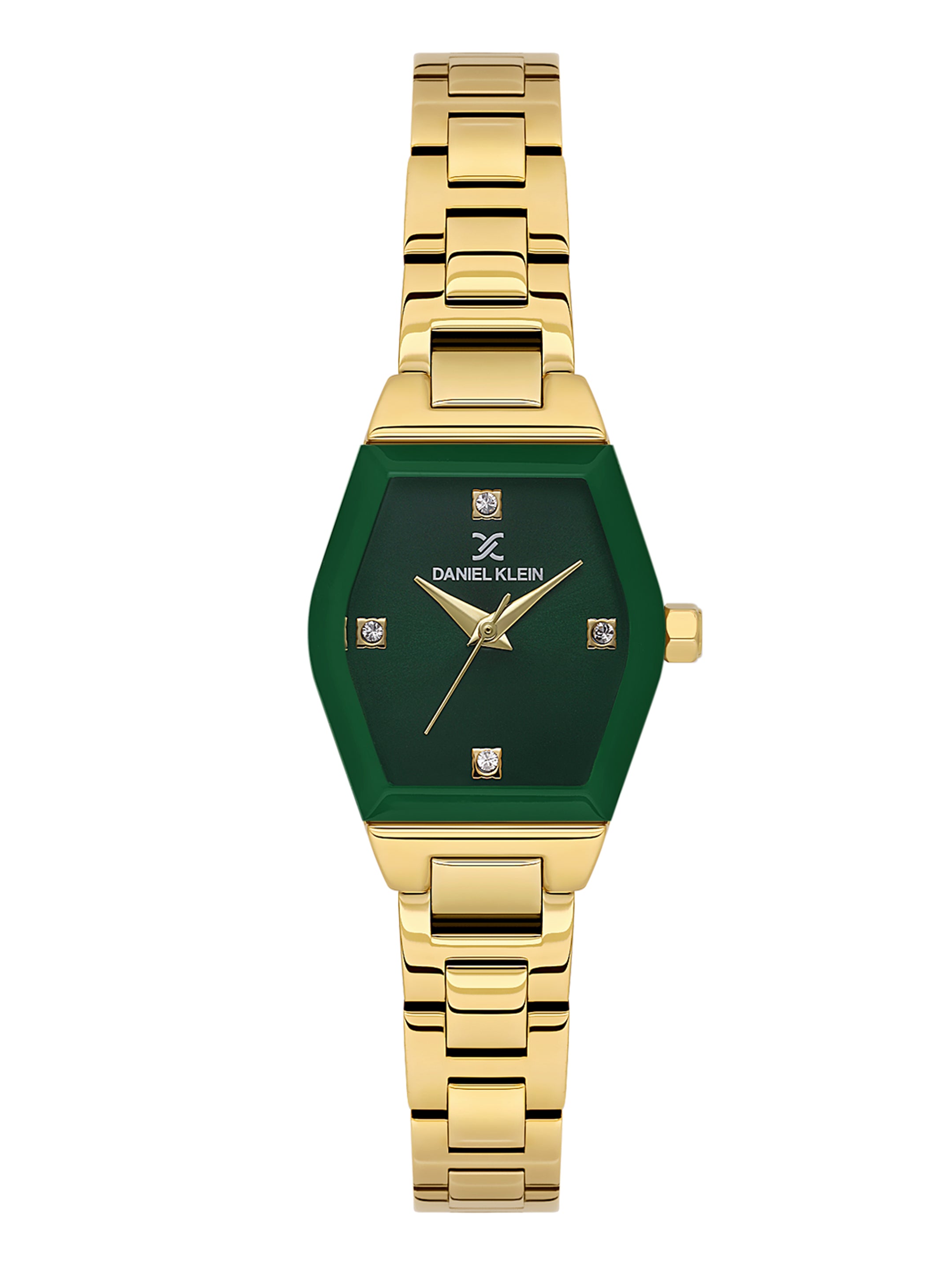 Daniel Klein Analog Dark Green Round Dial Gold/Dark Green Case Gold Strap Quartz Water-Resistant Wrist Watch for Women Girls, Ladies DK.6.14186-3