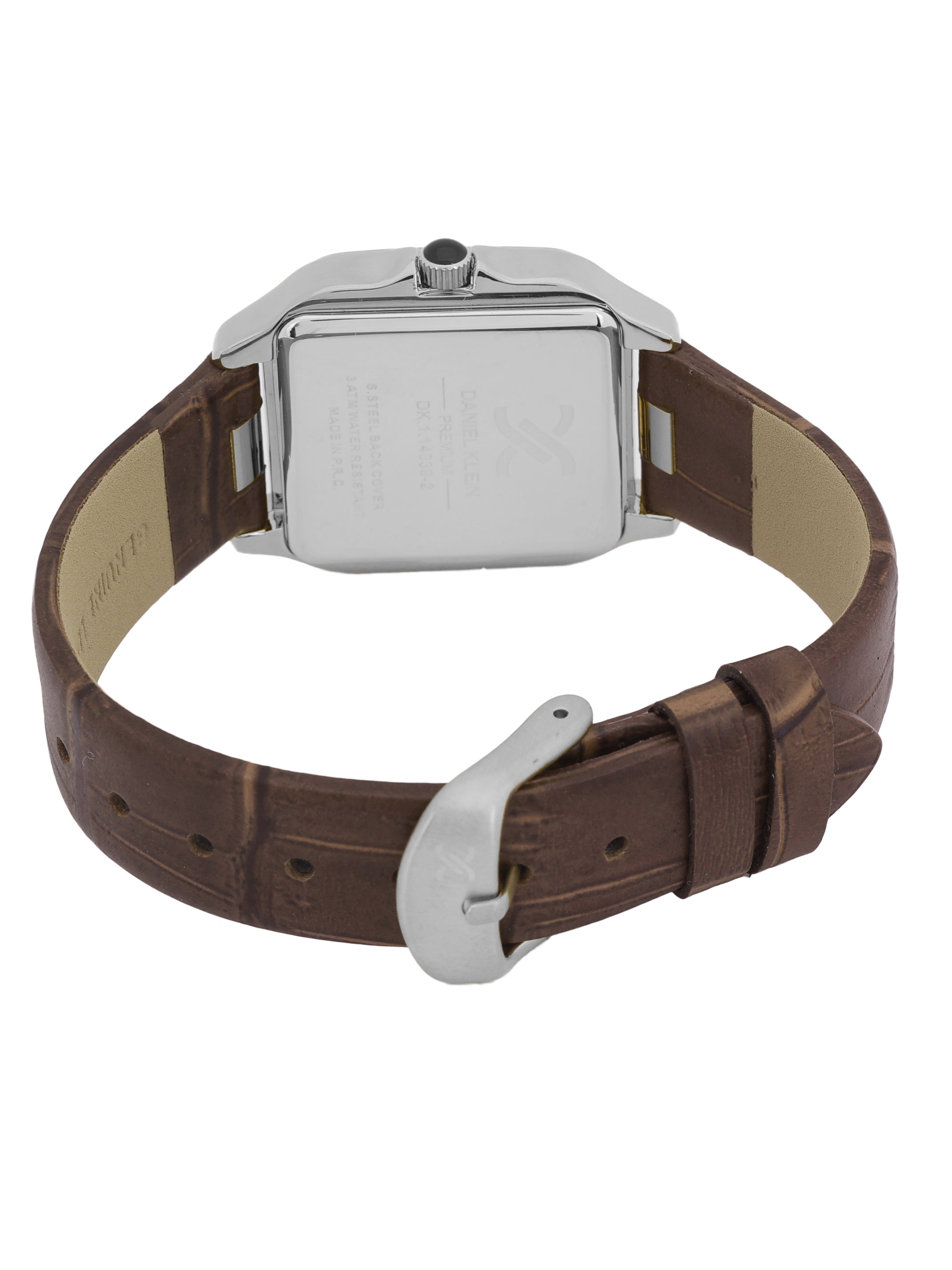 Daniel klein Premium Lady Silver & Rose Gold Case Brown Leather Strap Sunray Dial Watch DK.1.14039-6