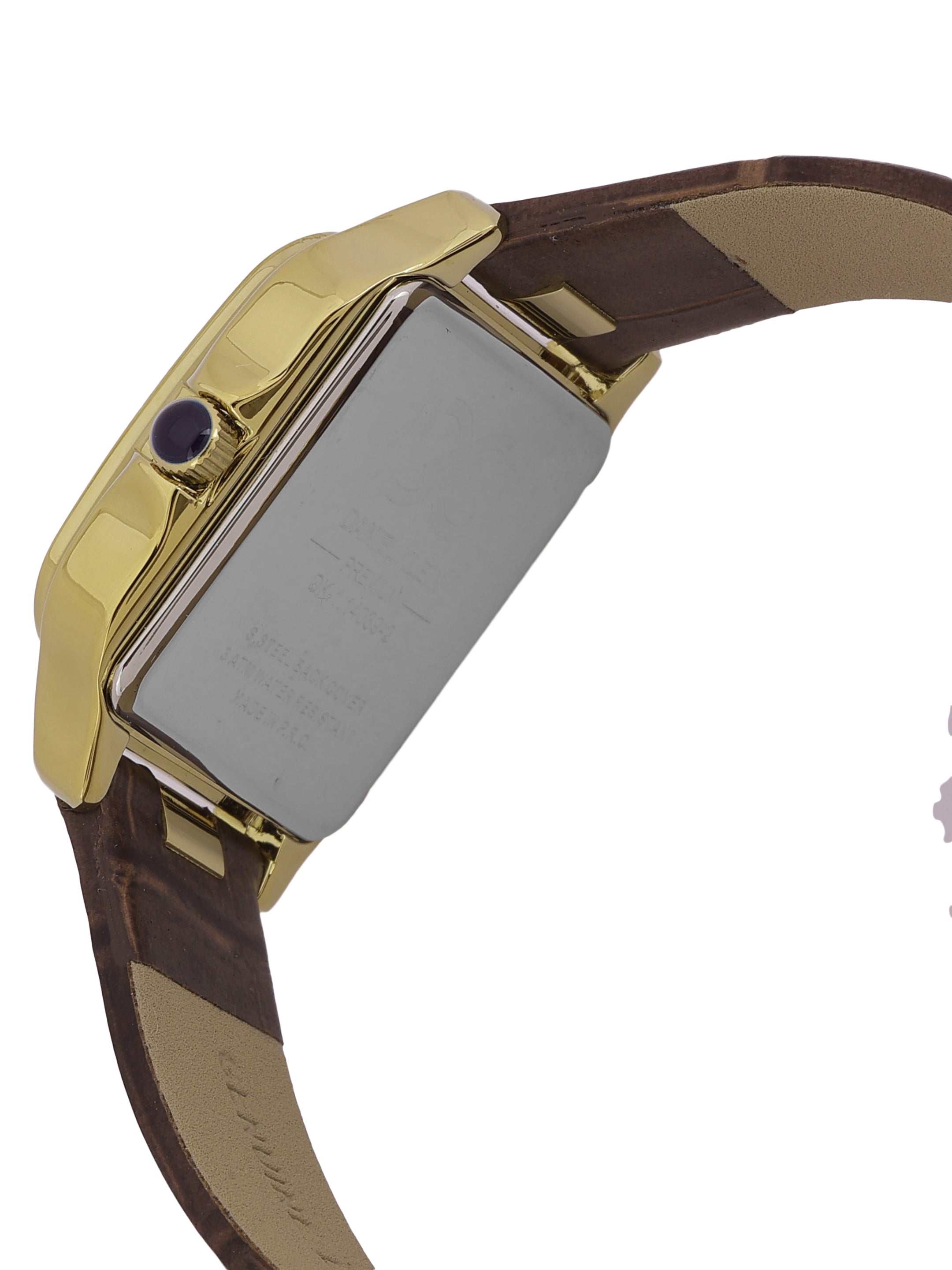 Daniel klein Premium Lady Silver Case Dark Brown Leather Strap Sunray Dial Watch DK.1.14039-2