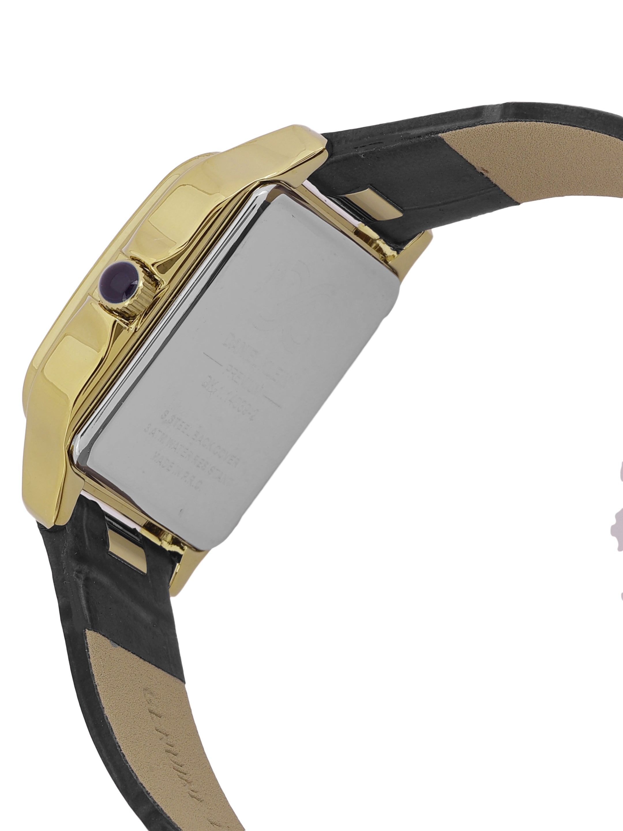 Daniel klein Premium Lady Silver Case Black Leather Strap Sunray Dial Watch DK.1.14039-3