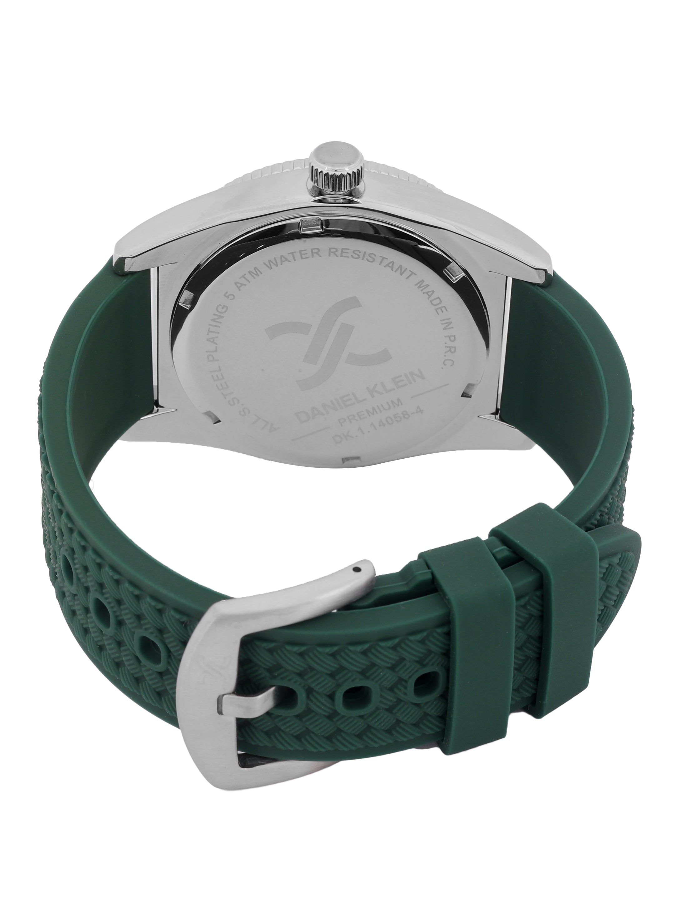 Daniel Klein Green Dial Analog Watch for Men – Silicone Strap, Water Resistant DK.1.14058-4