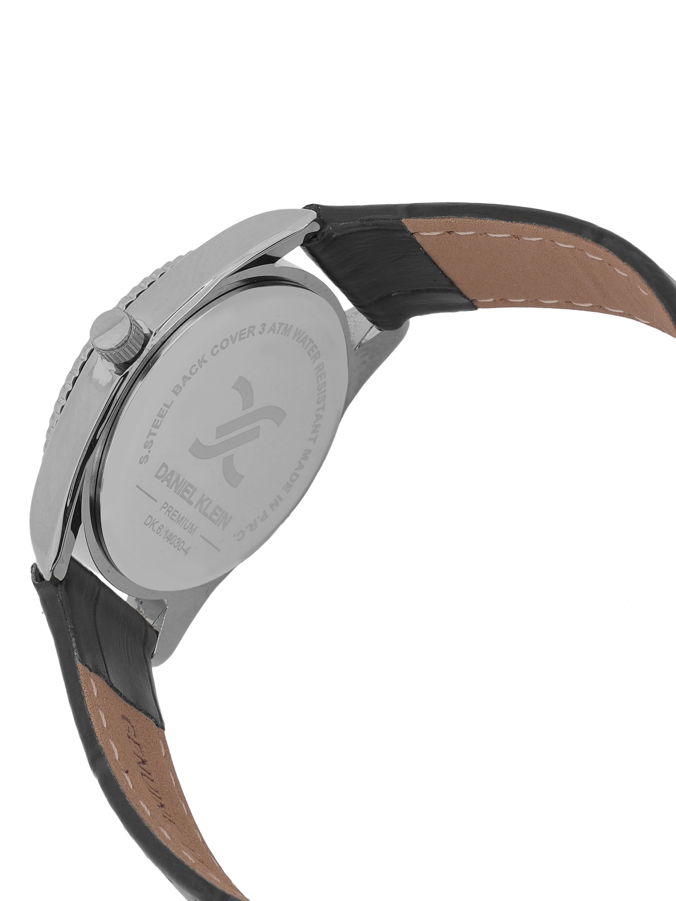 Daniel klein IPS Silver Black Sunray Dial Leather Watch for Women DK.6.14030-1