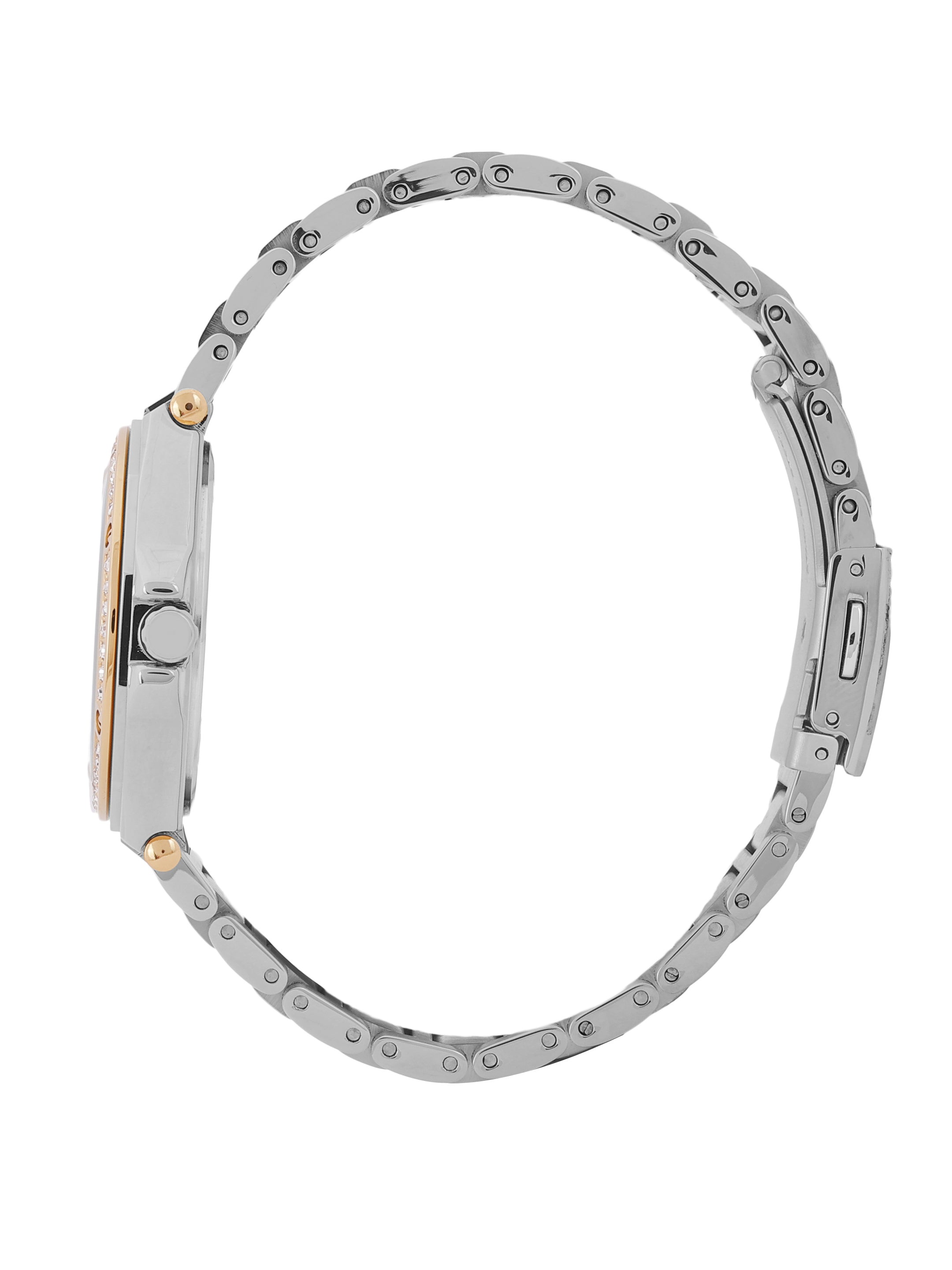 Daniel klein IPS/IP Pink Rose Gold Silver Embossed Dial Stone Watch for Women DK.1.13931-6