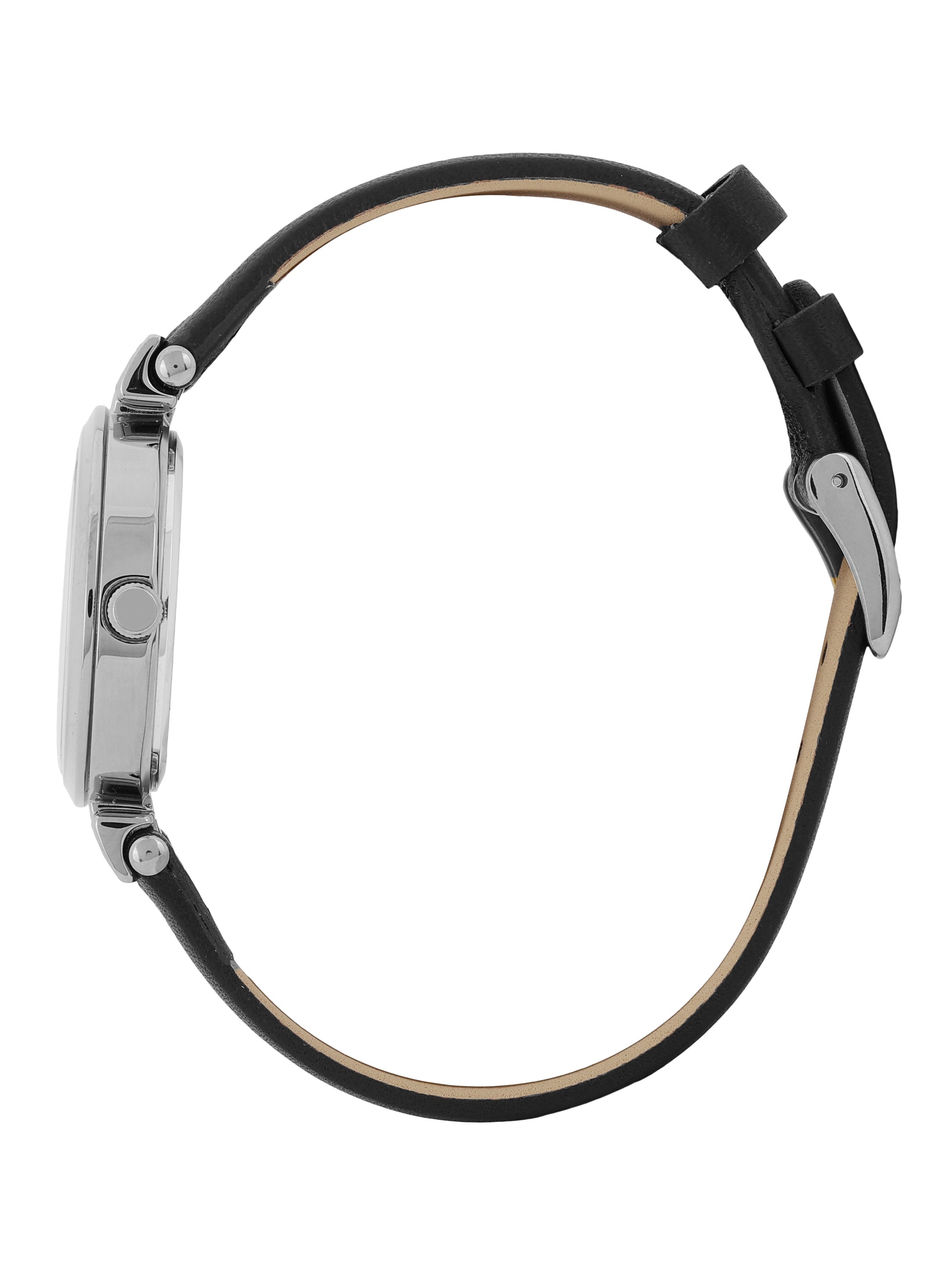 Daniel klein Premium Lady Silver Emboss Dial Black Leather Watch DK.1.13967-1