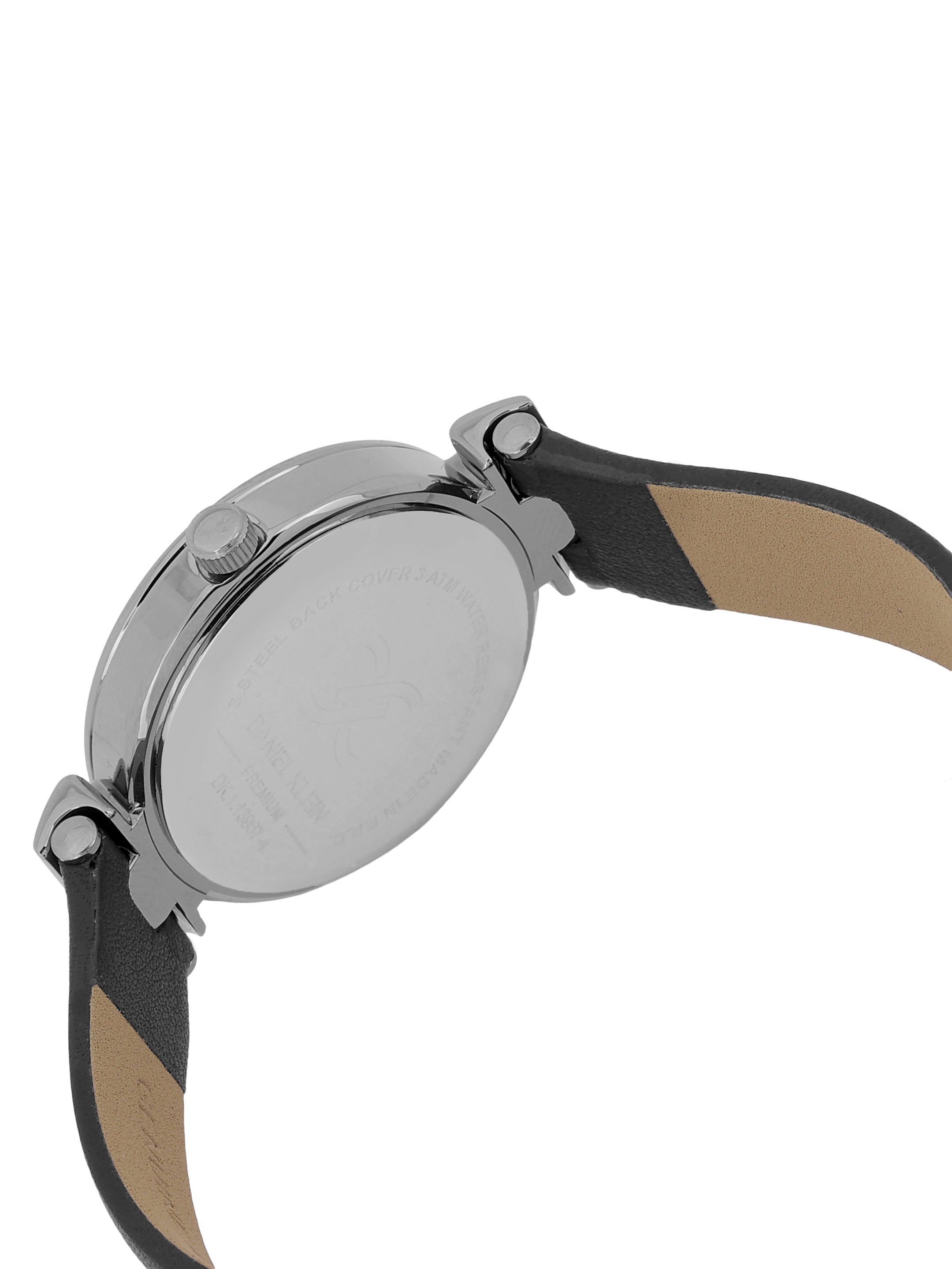 Daniel klein Premium Lady Silver Emboss Dial Black Leather Watch DK.1.13967-1