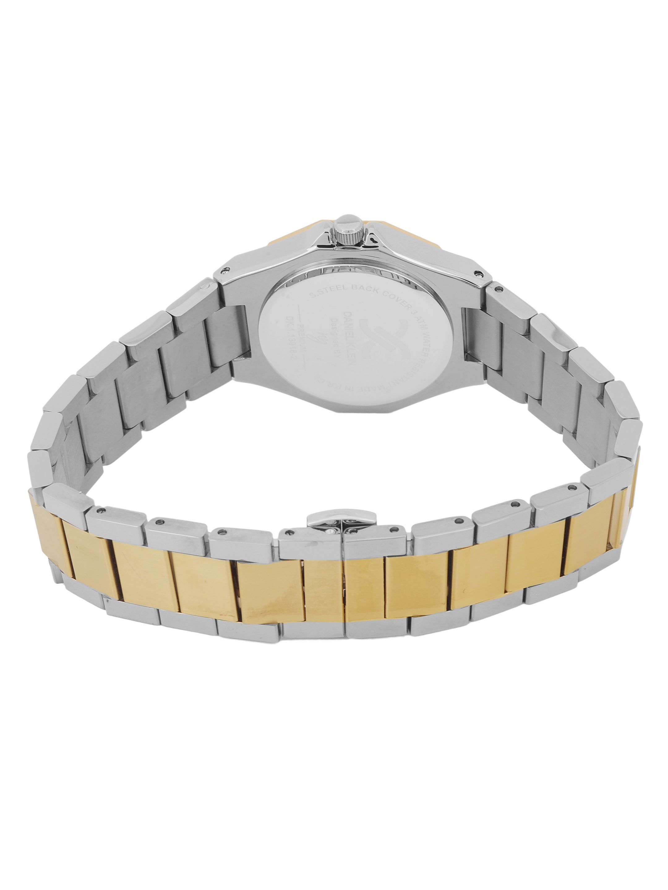 Daniel klein Premium Lady Dual-Tone IPS/IPG Dark Green Sunray Dial Stone Stainless Steel Watch DK.1.13918-4