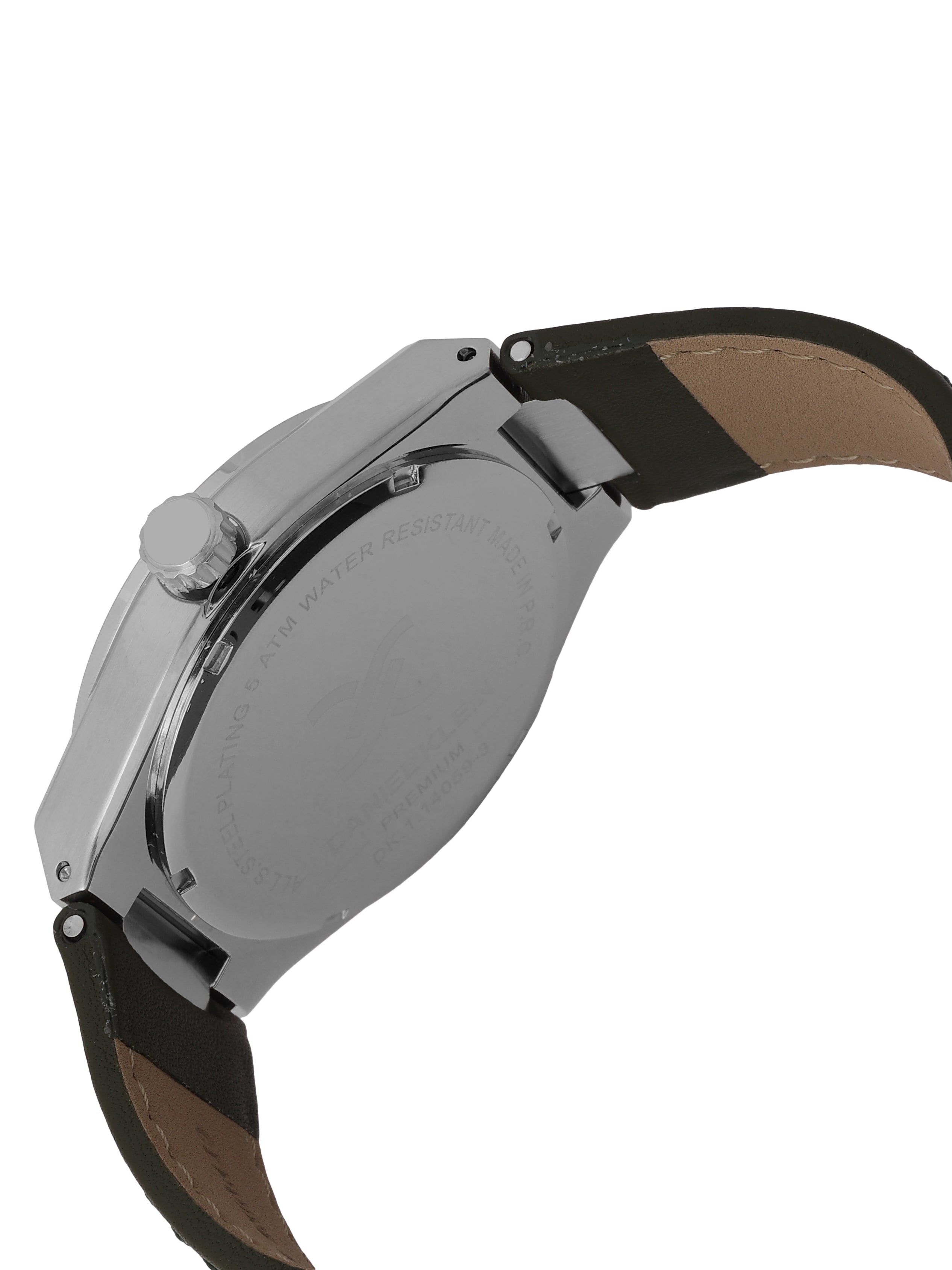 Daniel klein IPS Dark Green Emboss Dial Leather Watch for Men DK.1.14059-3