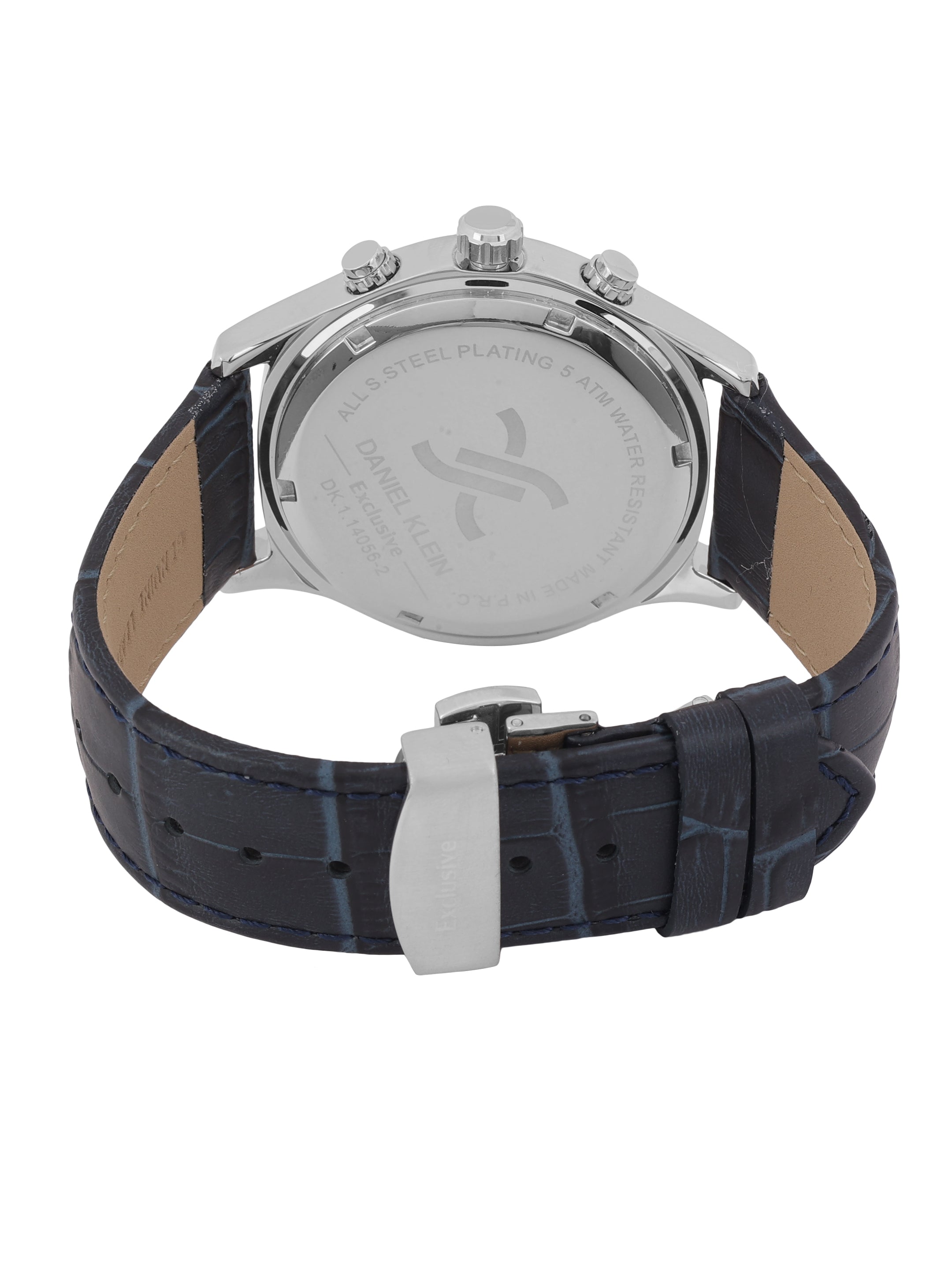 Daniel Klein Men’s Dark Blue Dial Leather Strap Watch DK.1.14056-2