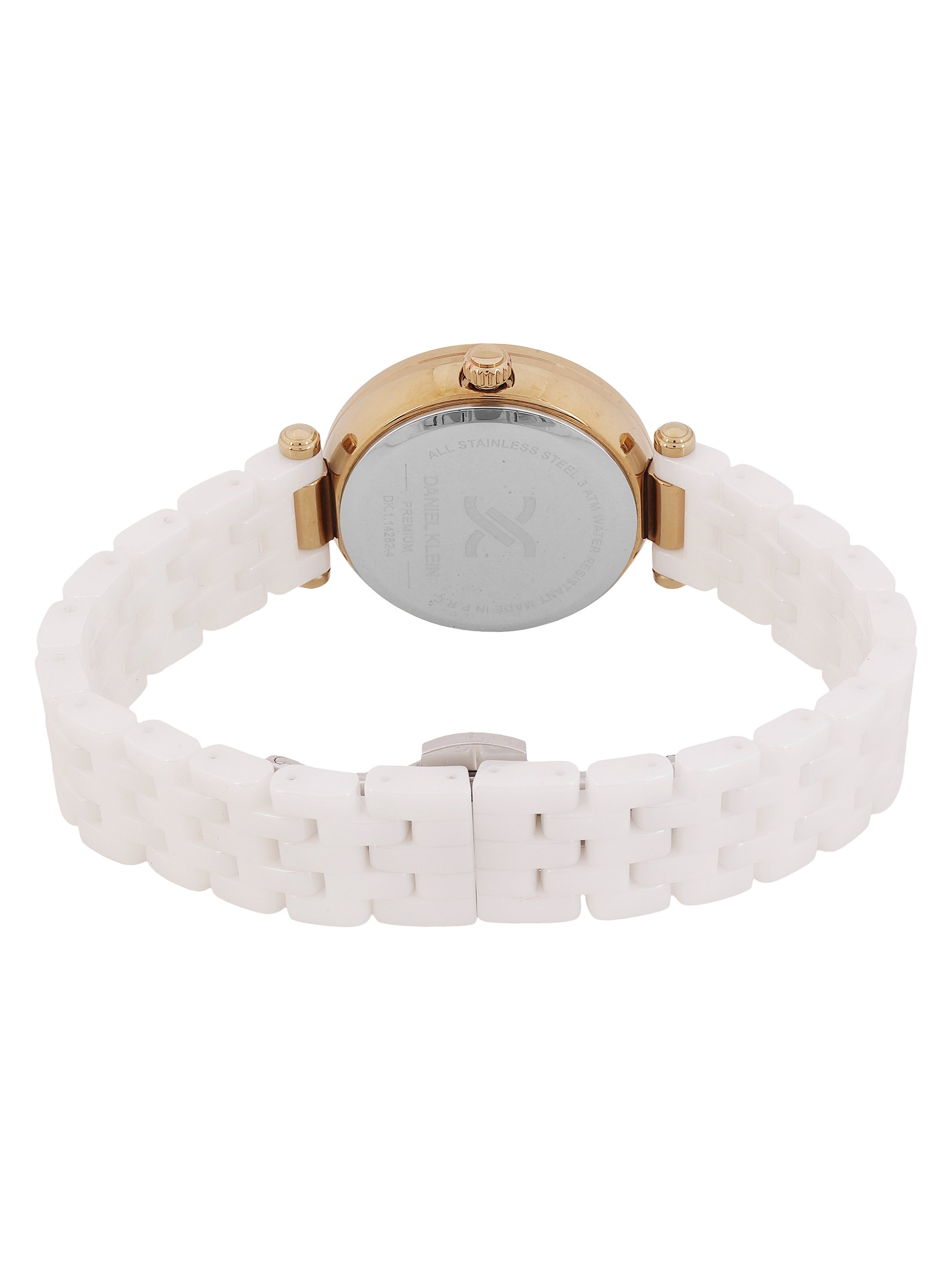 Daniel Klein Silver Dial White Strap Women’s Analog Watch DK.1.14282-1