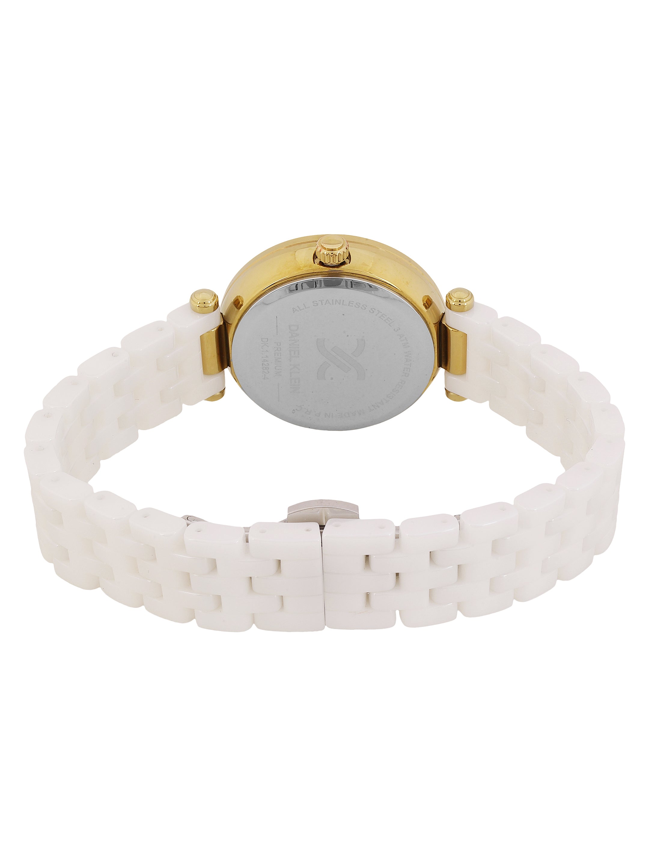 Daniel Klein Silver Dial White Strap Women’s Analog Watch DK.1.14282-4