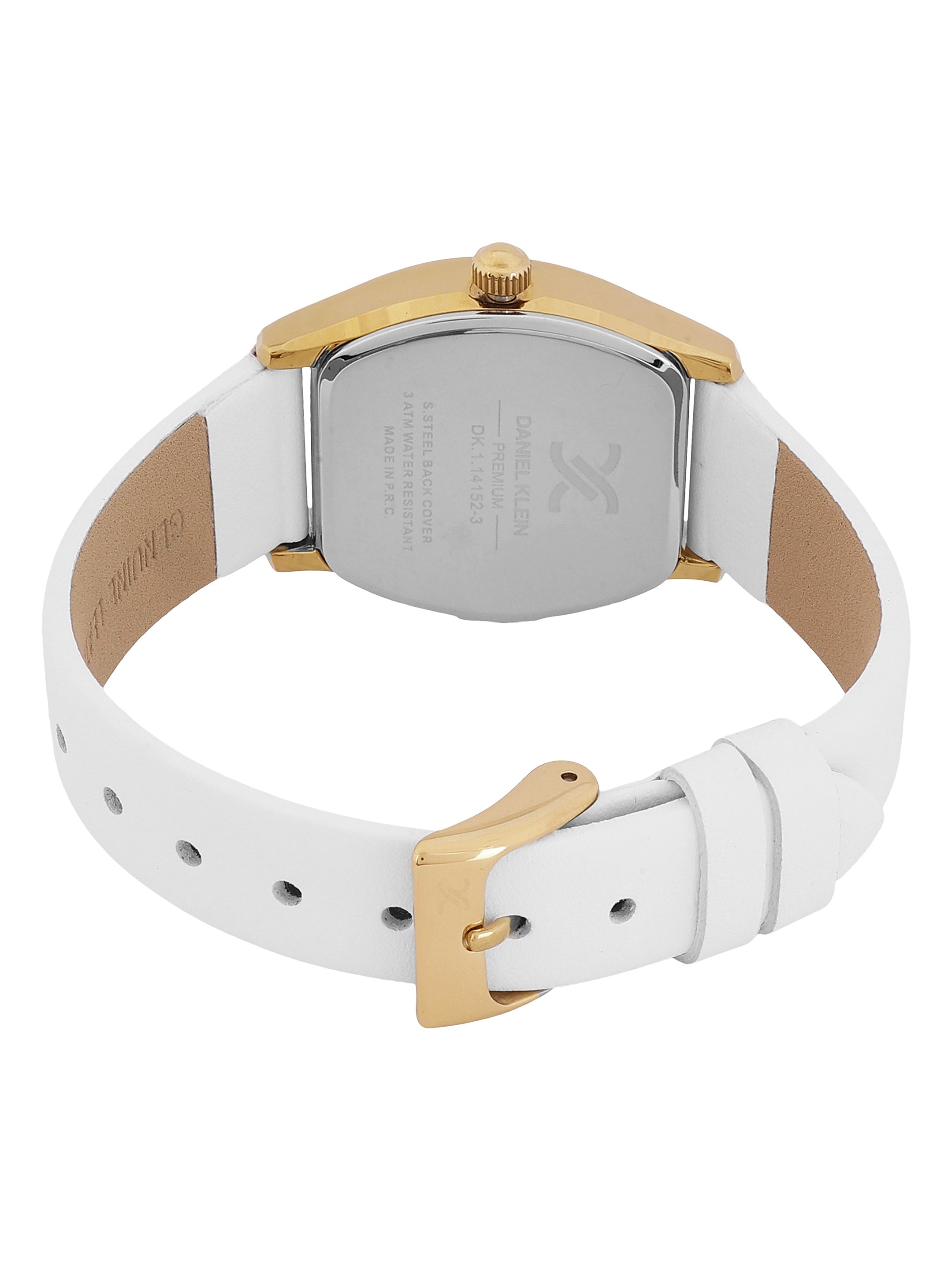 Daniel Klein Silver Dial White Strap Women’s Analog Watch DK.1.14152-3