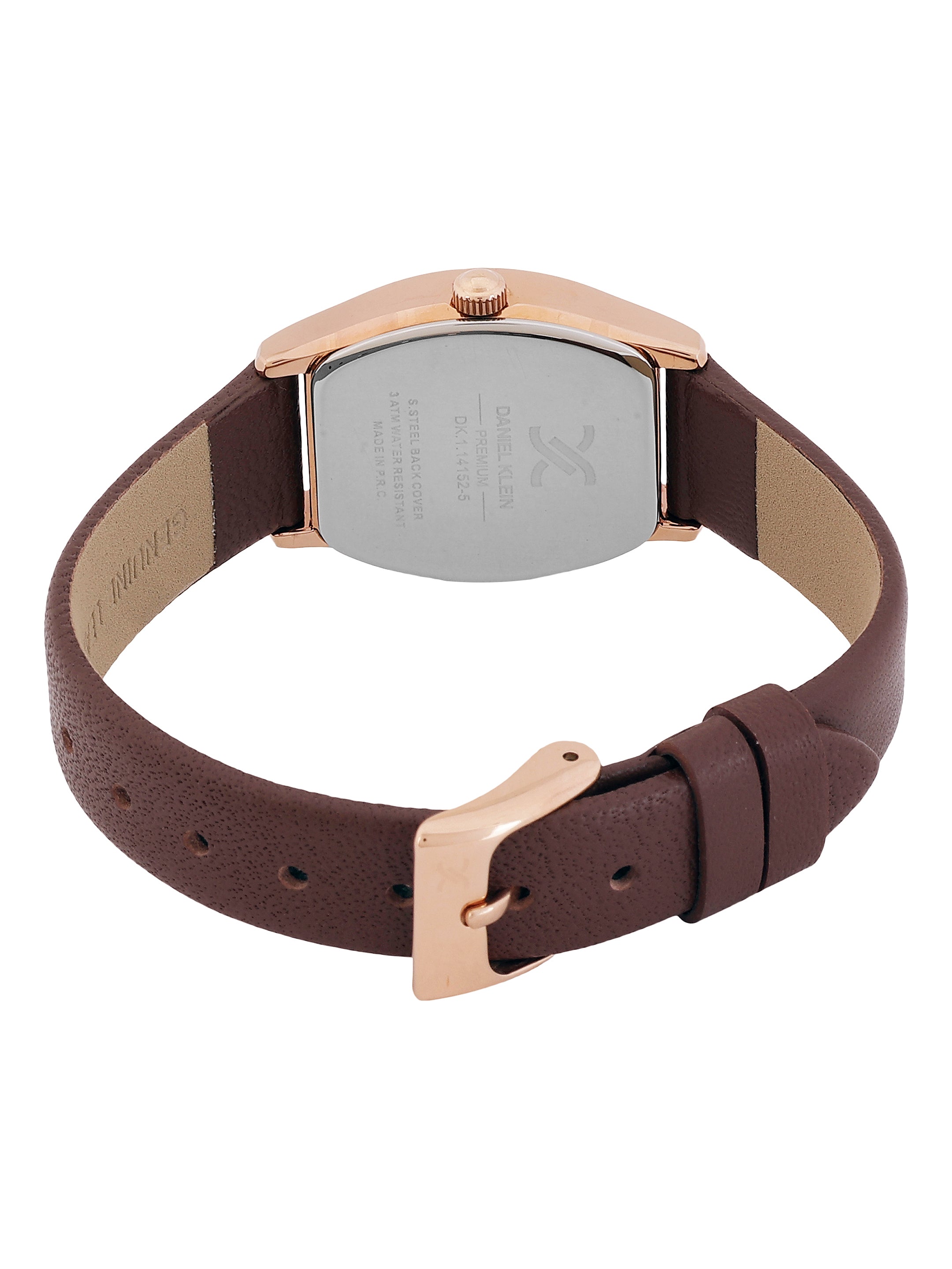 Daniel Klein Silver Dial & Brown Strap Women’s Analog Watch DK.1.14152-5