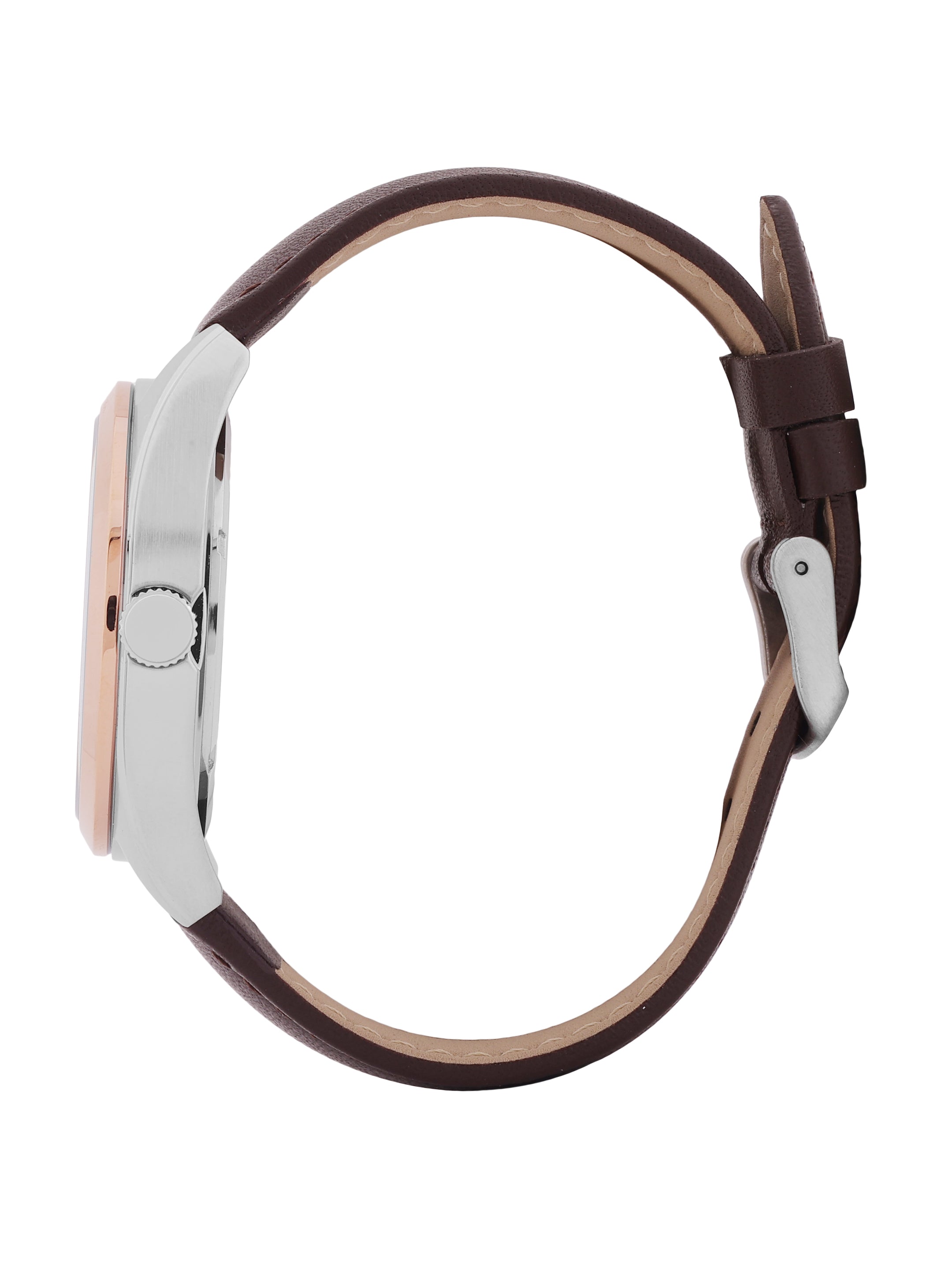 Daniel klein IPS/IP Pink Rose Gold Emboss Dial Green & Brown Leather Watch for Men DK.1.14088-5