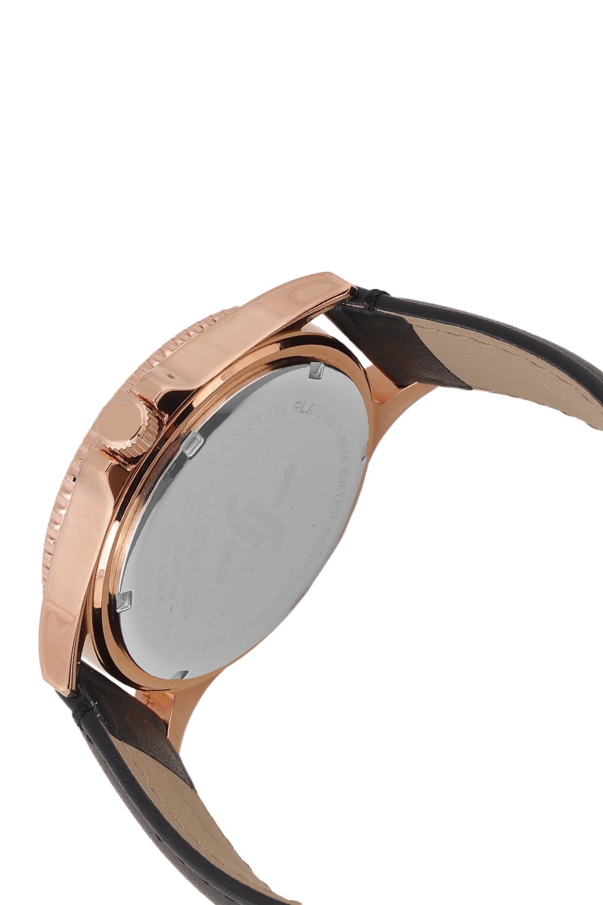 Black Dial Analog with Black Leather Strap Men&
