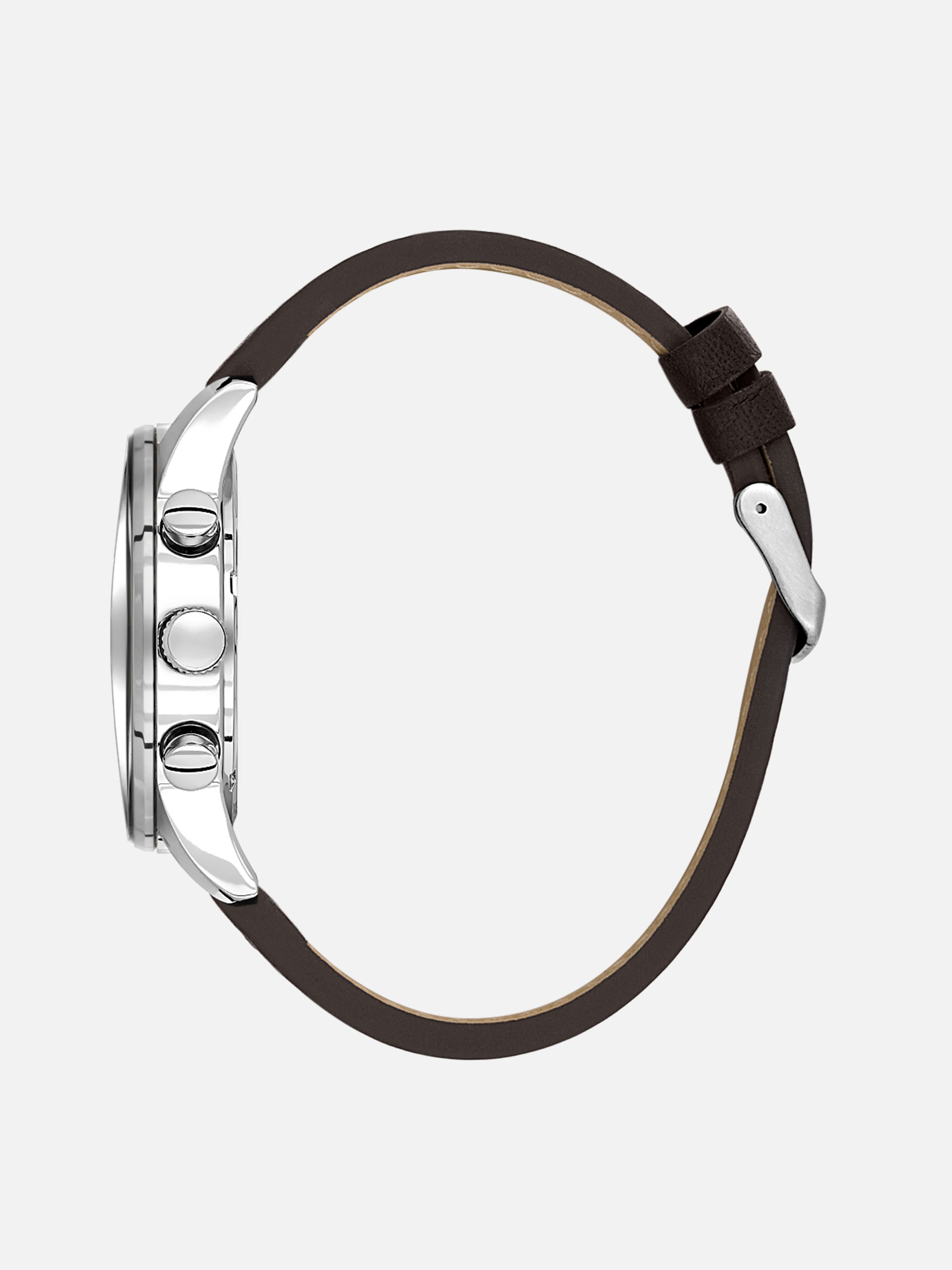 Daniel Klein Analog D.Brown Round Dial Silver Case D.Brown Strap Quartz Water-Resistant Wrist Watch for Men Boys DK.1.14255-5