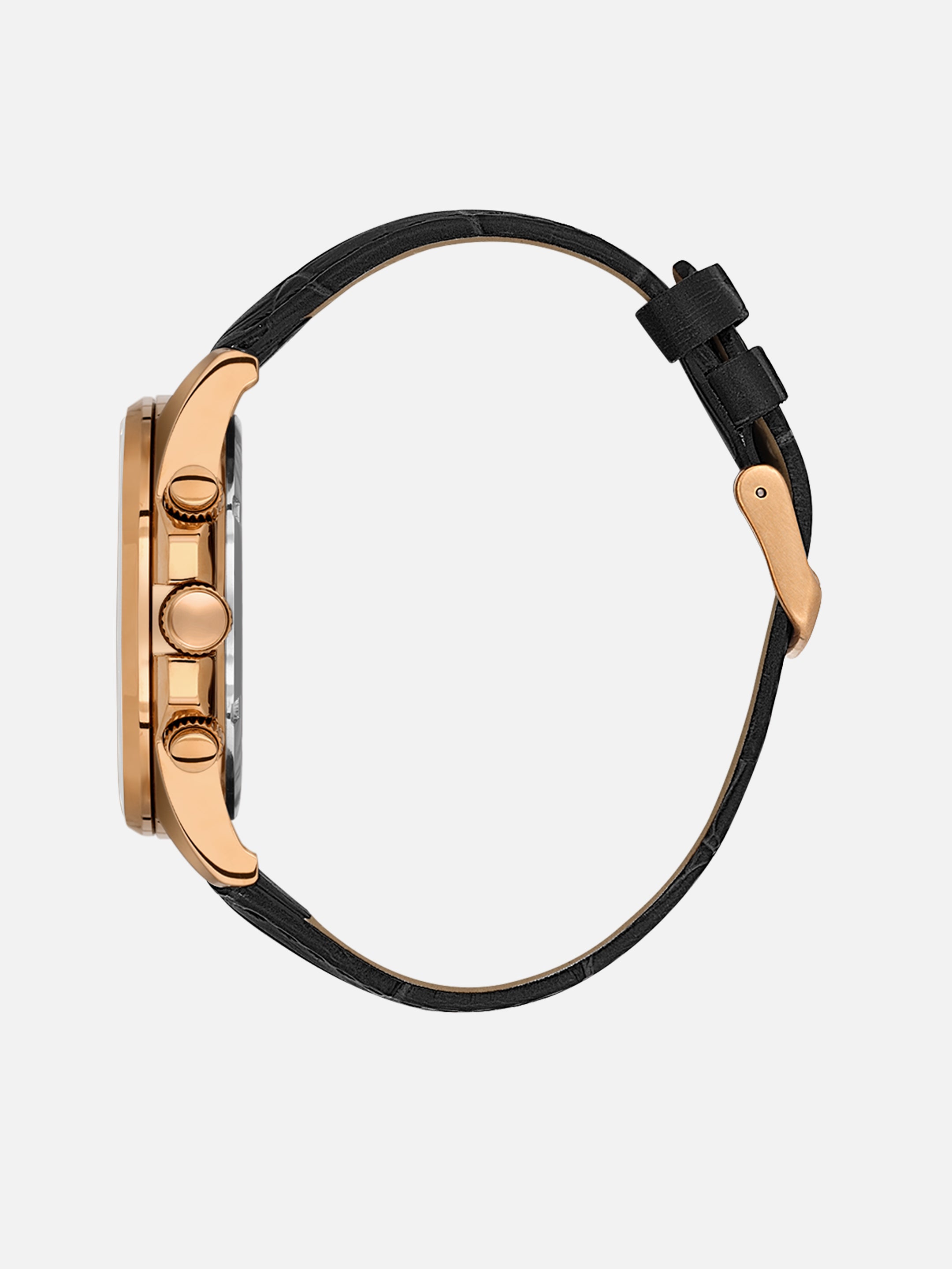 Daniel Klein Analog Black Round Dial Pink Rose Gold Case Black Strap Quartz Water-Resistant Wrist Watch for Men Boys DK.1.14239-5
