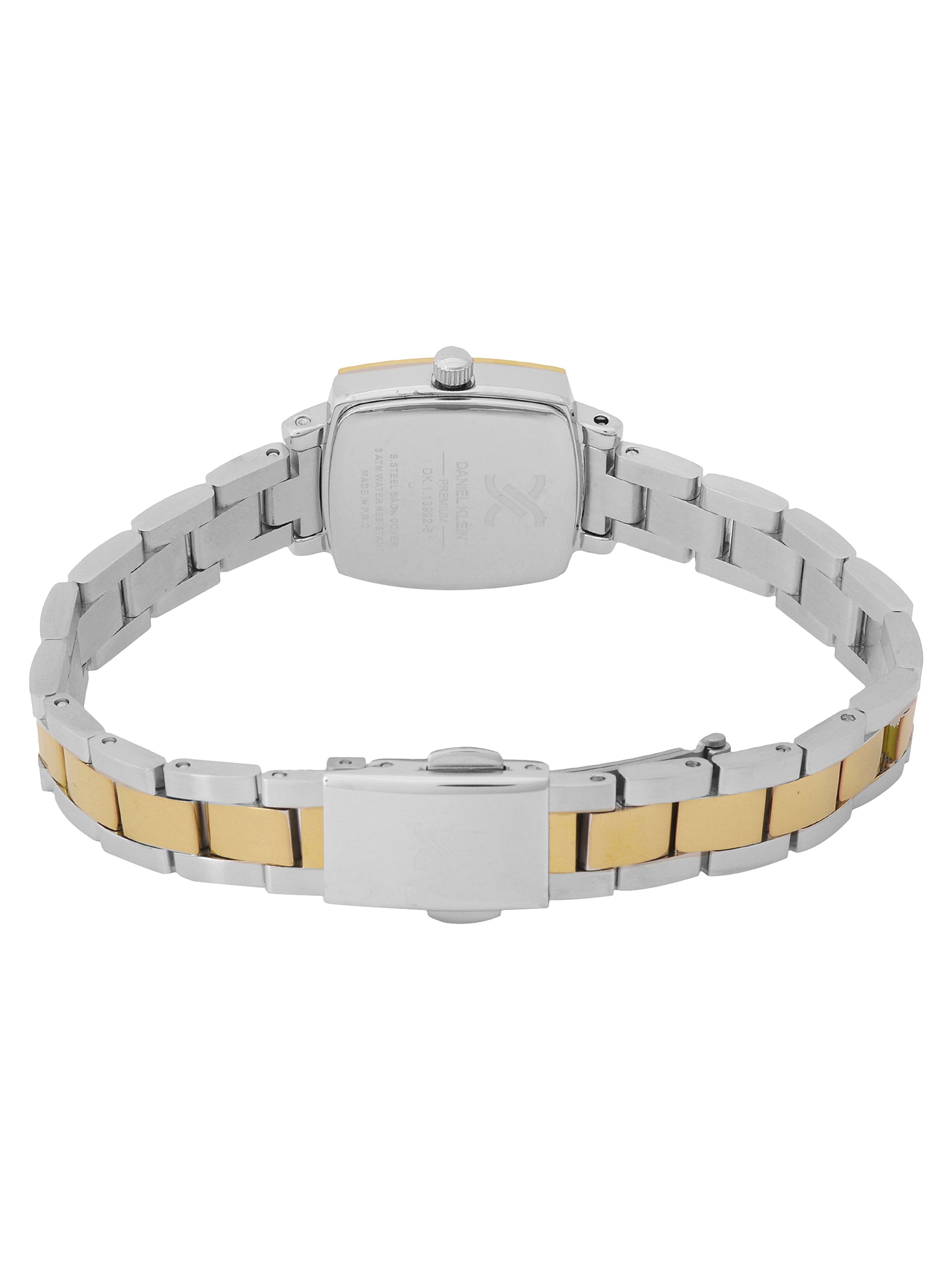 Daniel klein Premium Lady Dual-Tone IPS/IPG Silver Embossed Dial Stone Stainless Steel Watch DK.1.13922-4