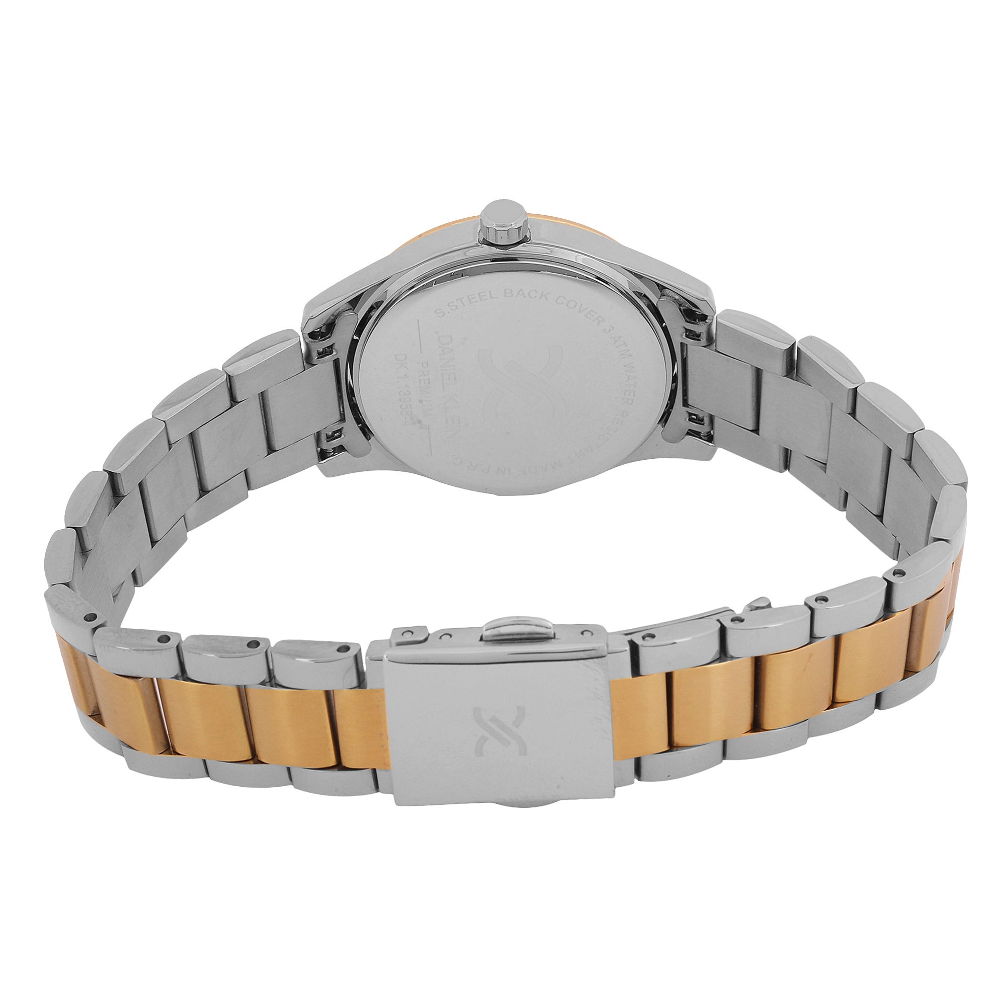 Daniel klein IPS/IP Pink R.Gold Dark Green Embossed Dial Stone Watch for Women DK.1.13953-6