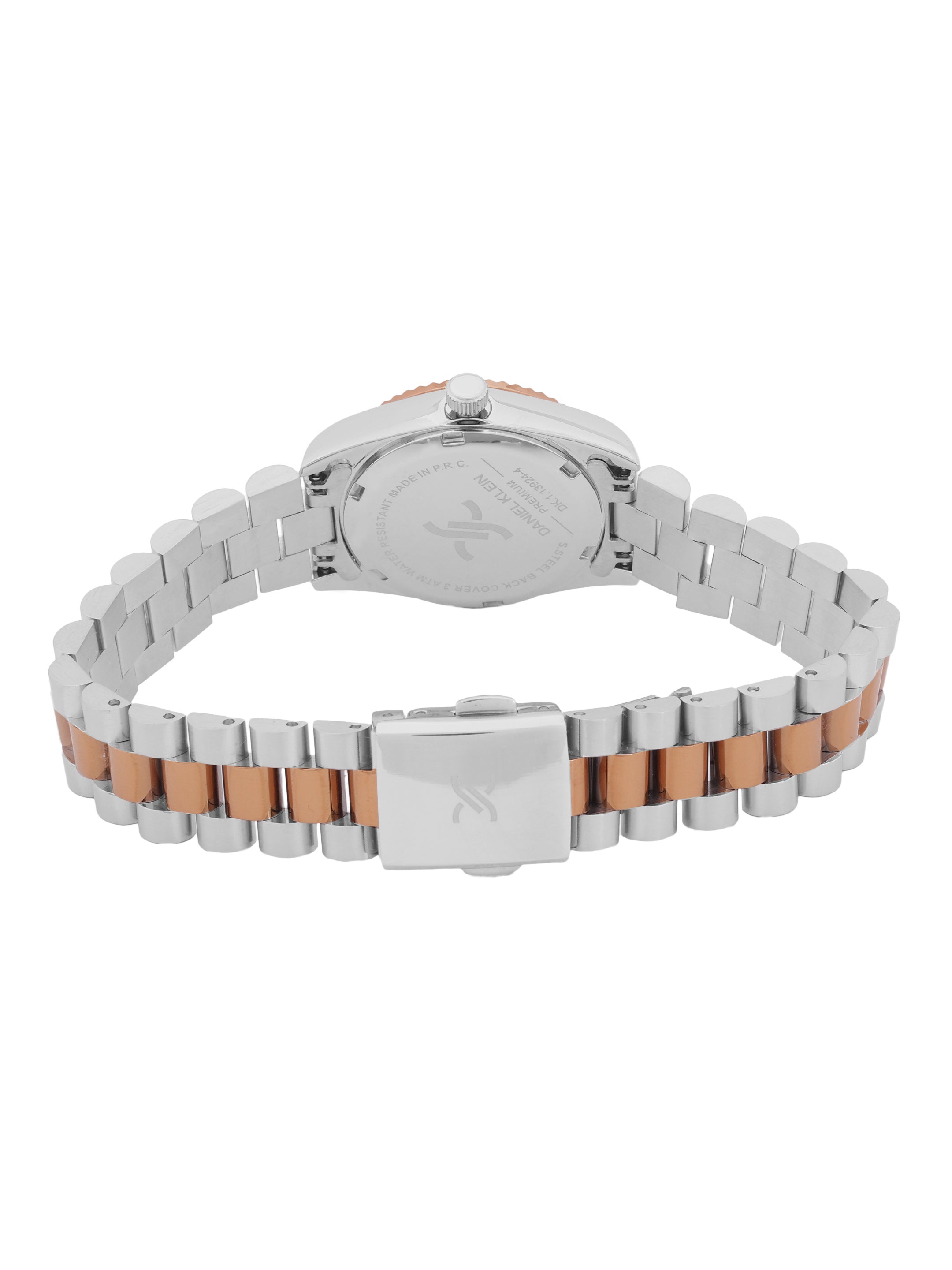 Daniel klein Premium Lady IPS/IP Pink R.Gold Red Sunray Dial Stone Stainless Steel Watch DK.1.13924-6