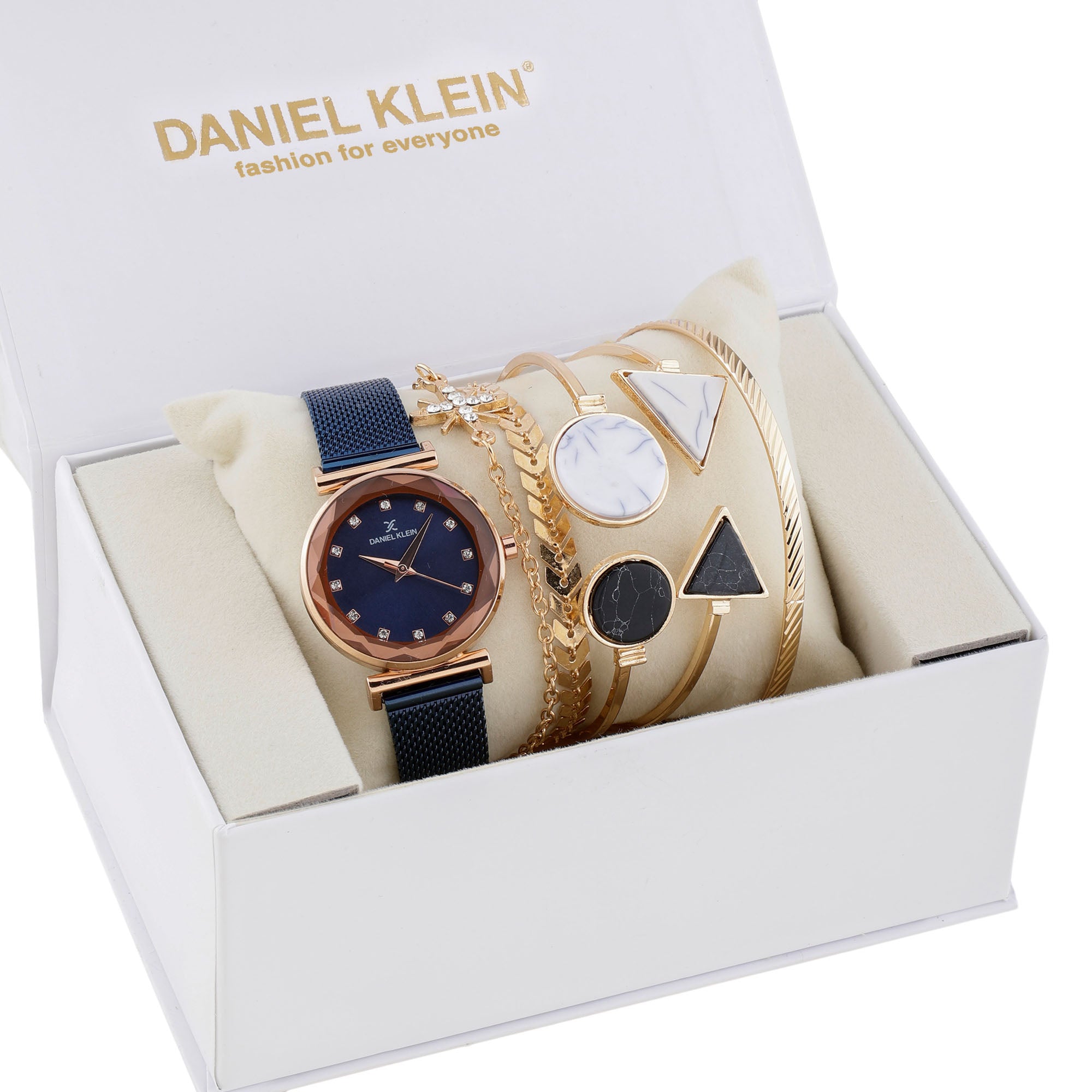 Daniel Klein Blue Dial Analog Gift Set Watch with Bracelet For Women (Pack of 6)